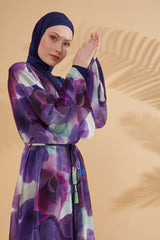 Batik Desenli Mor Kimono Kaftan P2338