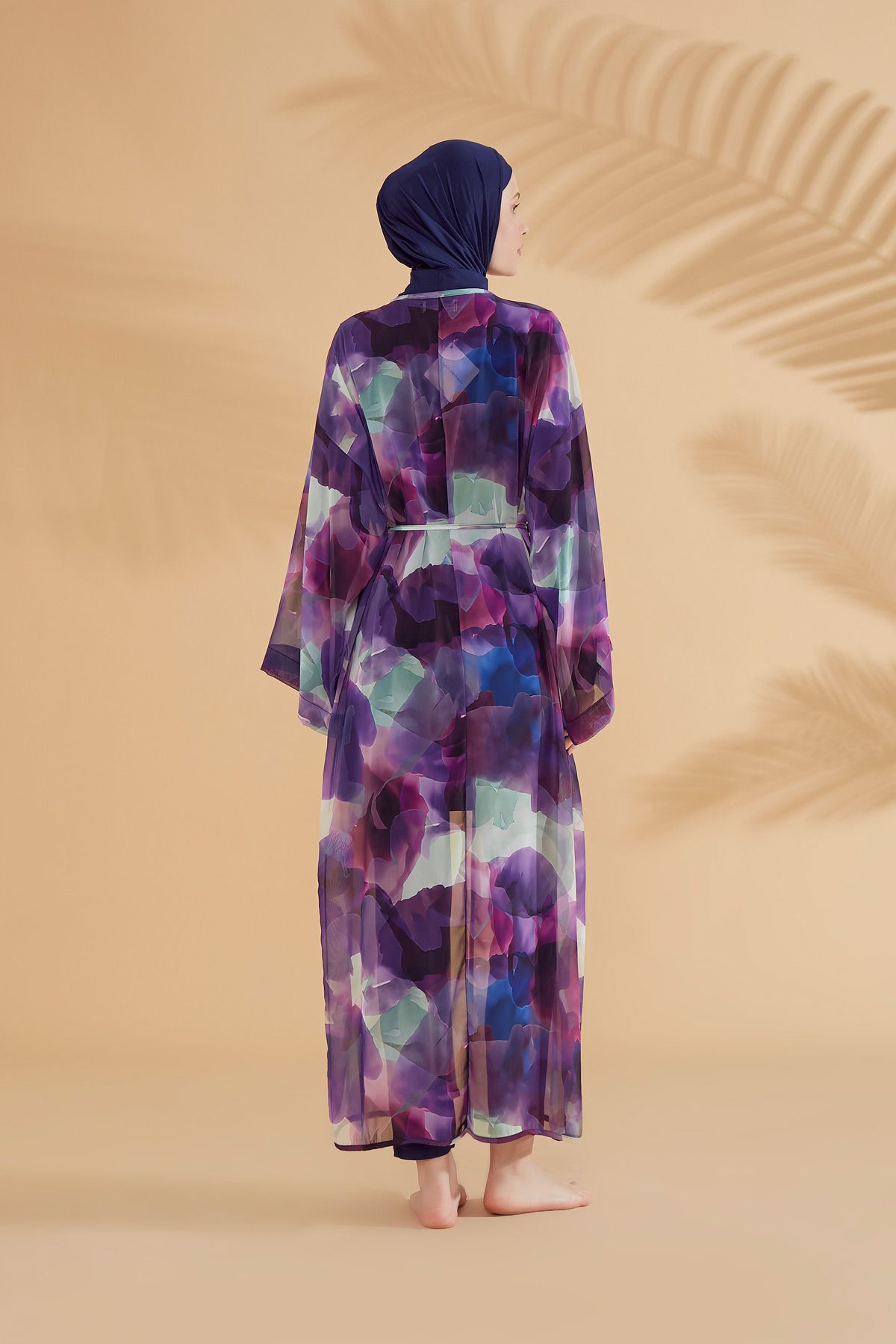 Batik Desenli Mor Kimono Kaftan P2338