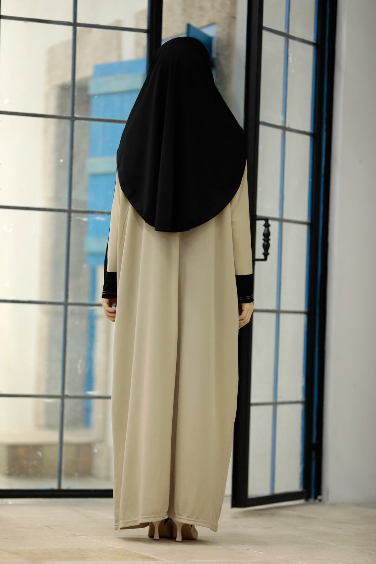 Çantalı Pratik Namaz Elbisesi N2307 Vizon