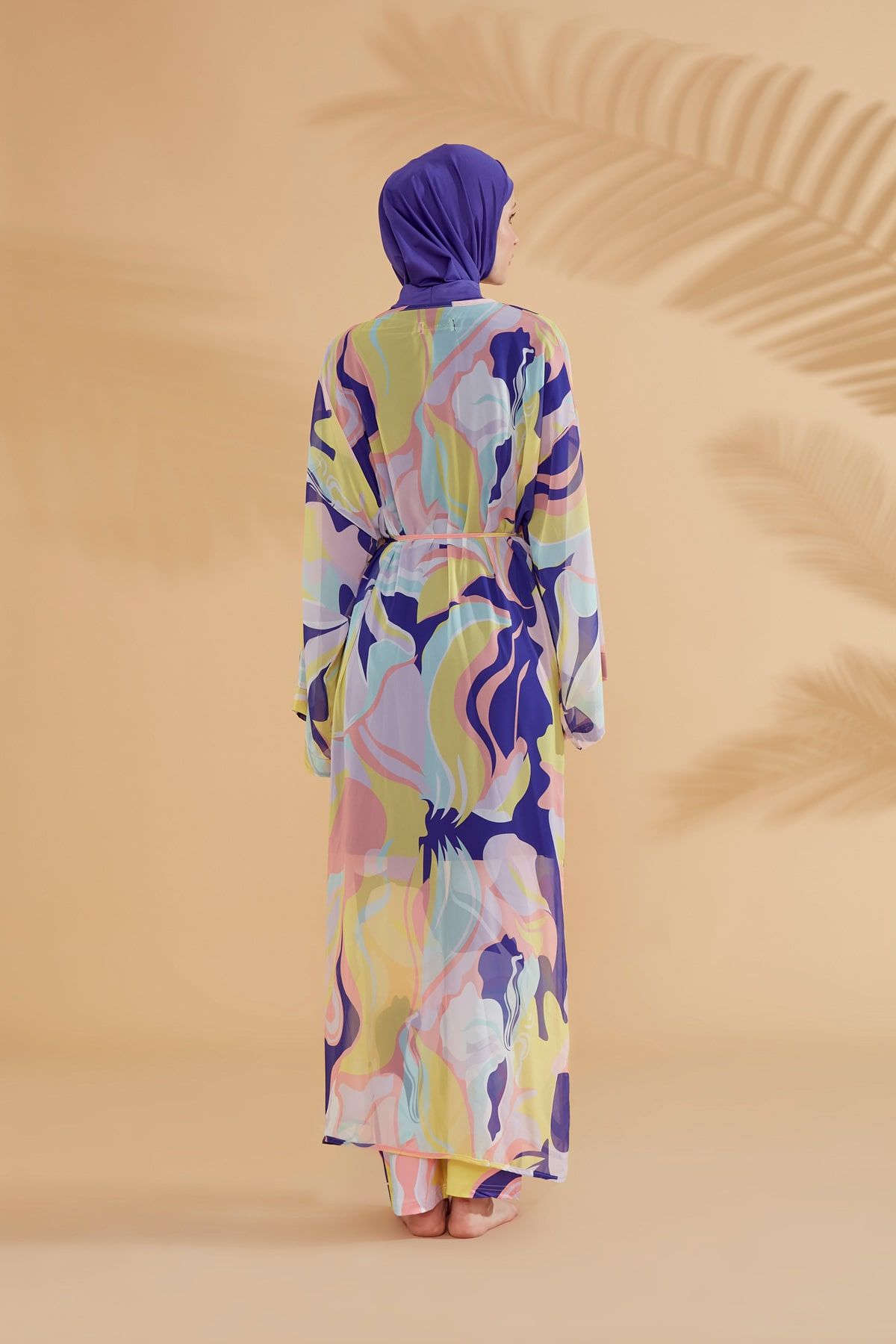 Desenli Renkli Kimono Kaftan P2332