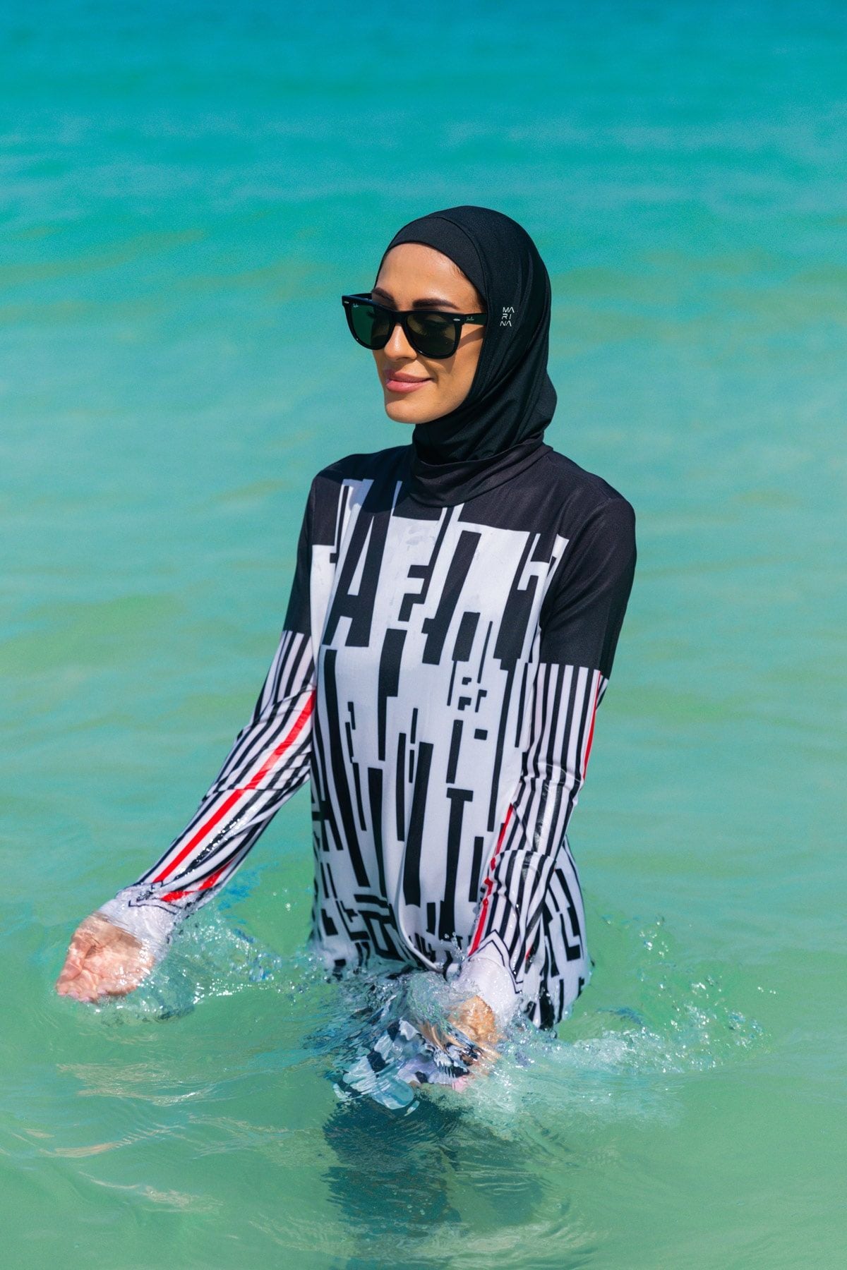 Geometrik Desenli Tam Kapalı Tesettür Mayo M2302