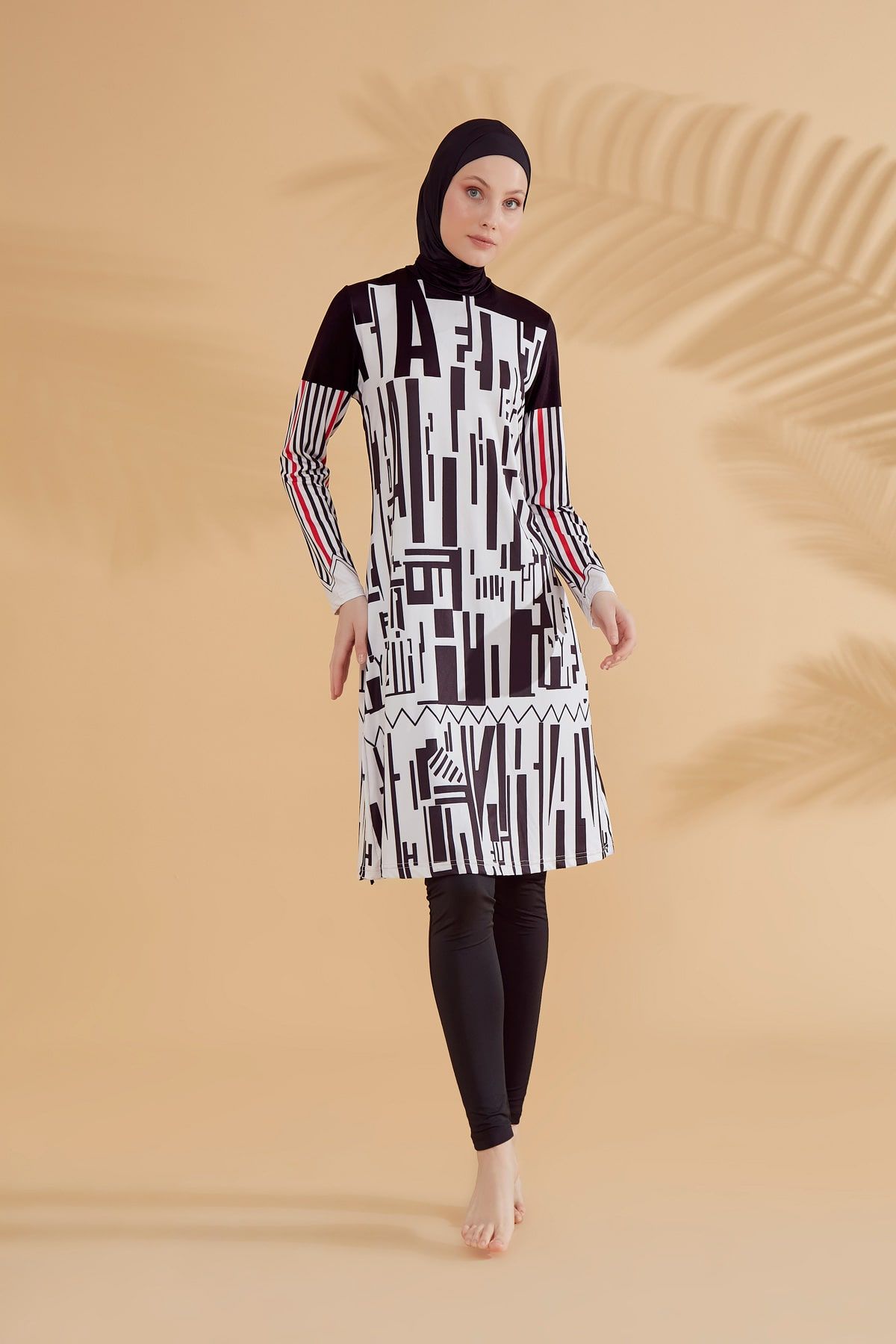 Geometrik Desenli Tam Kapalı Tesettür Mayo M2302