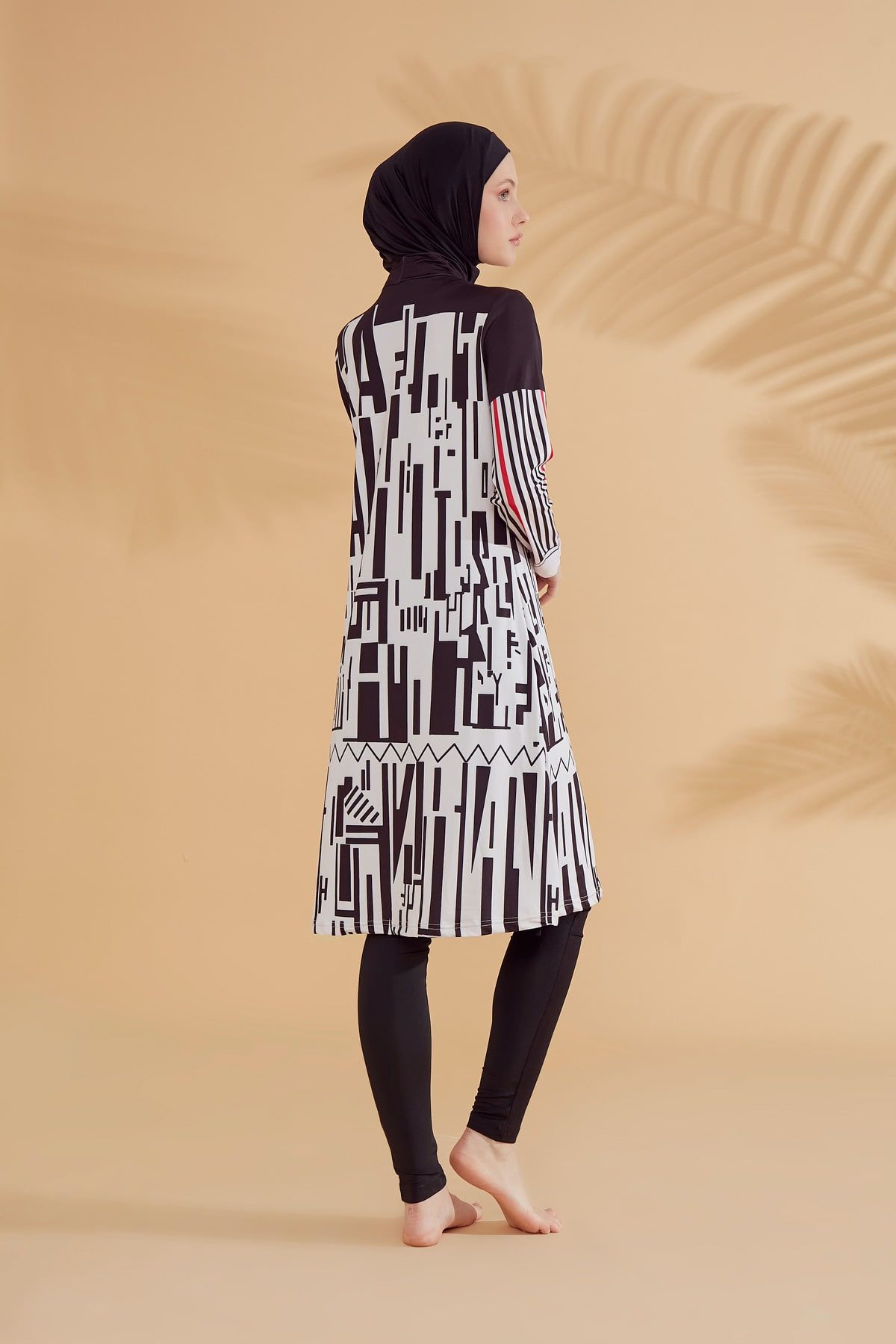 Geometrik Desenli Tam Kapalı Tesettür Mayo M2302