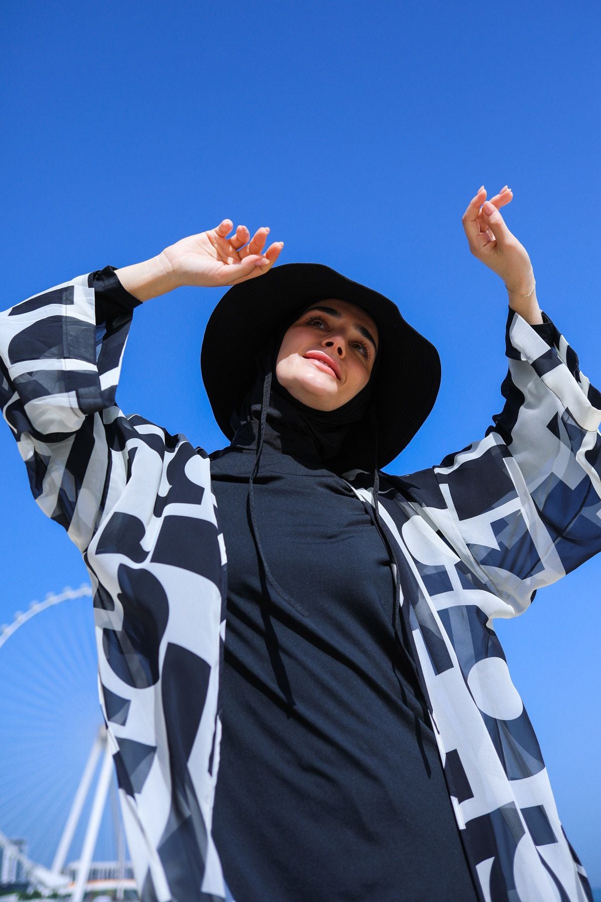 Geometrik Siyah Kimono Kaftan P2337 Ürün ikincil görseli