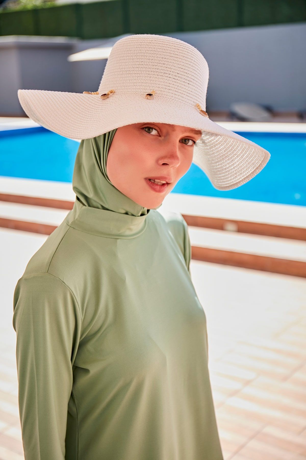 Deniz Kabuğu Beyaz Geniş Hasır Şapka 142321 Ürün ana görseli