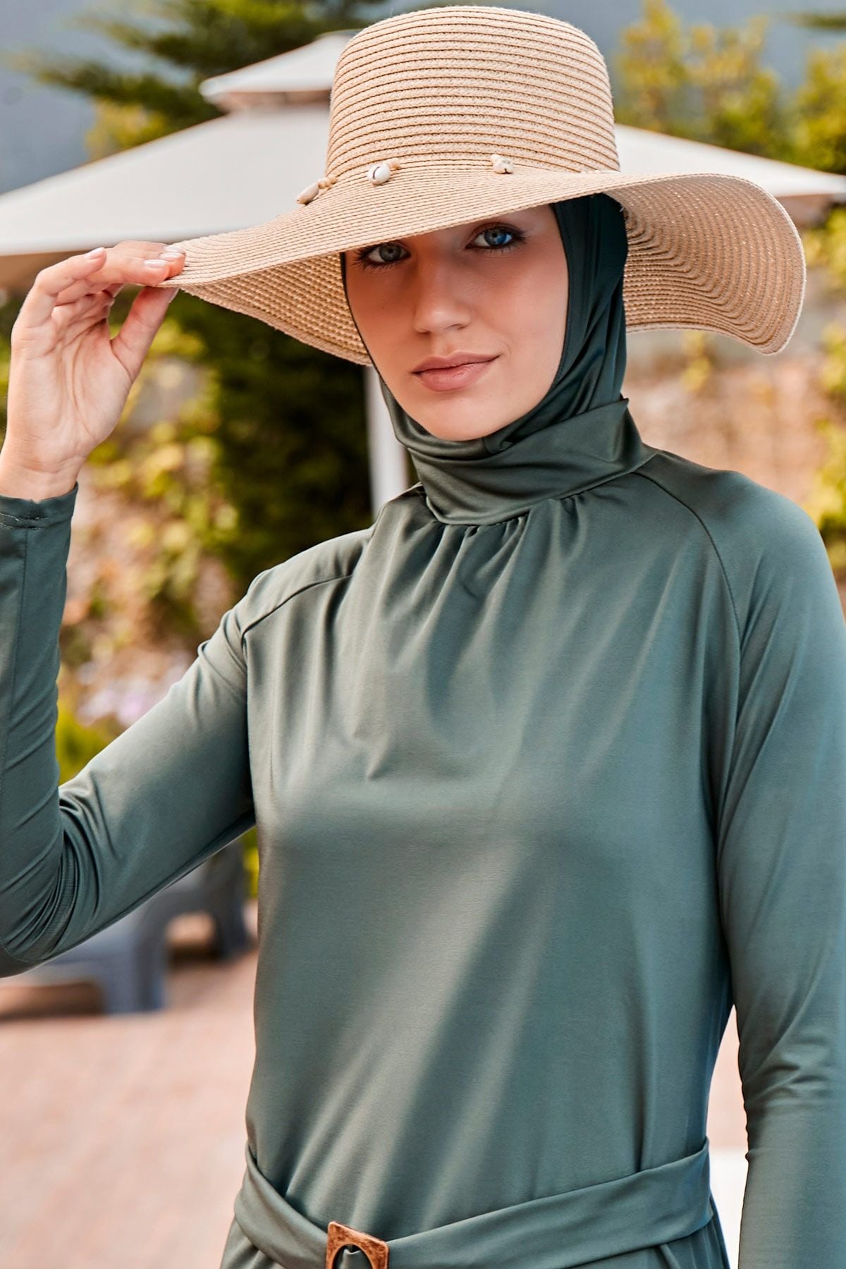 Deniz Kabuğu Açık Bej Geniş Hasır Şapka 142321 Ürün ana görseli