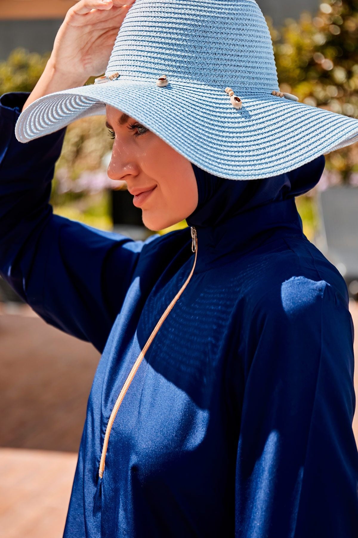 Deniz Kabuğu Mavi Geniş Hasır Şapka 142321