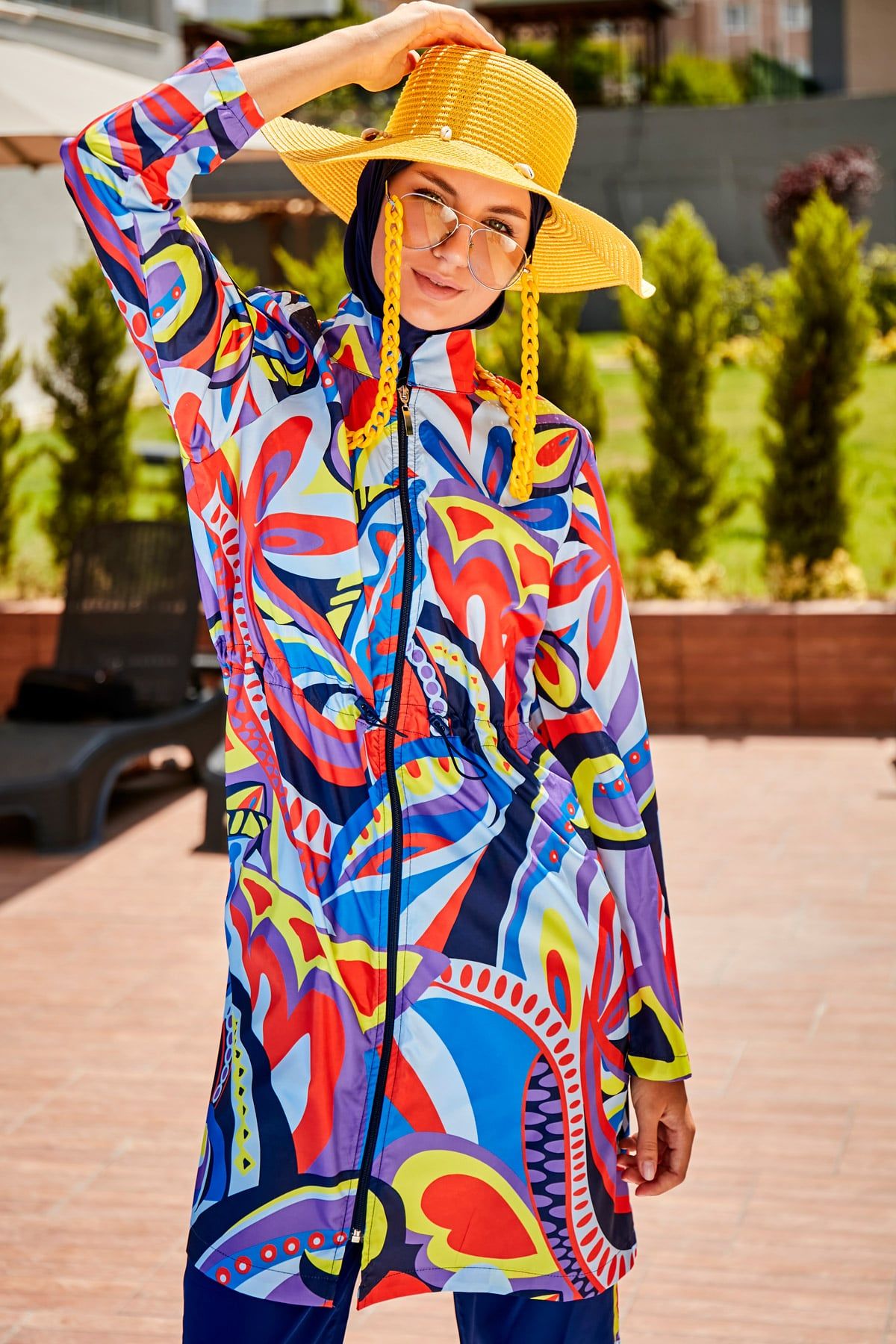 Desenli Tam Kapalı Tesettür Mayo R2317 Ürün ana görseli