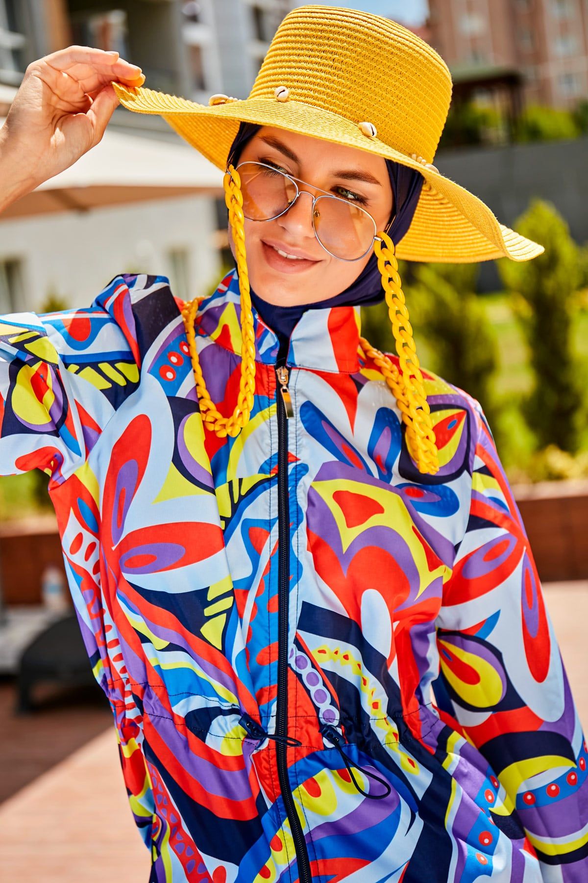 Deniz Kabuğu Sarı Geniş Hasır Şapka 142321 Ürün ana görseli