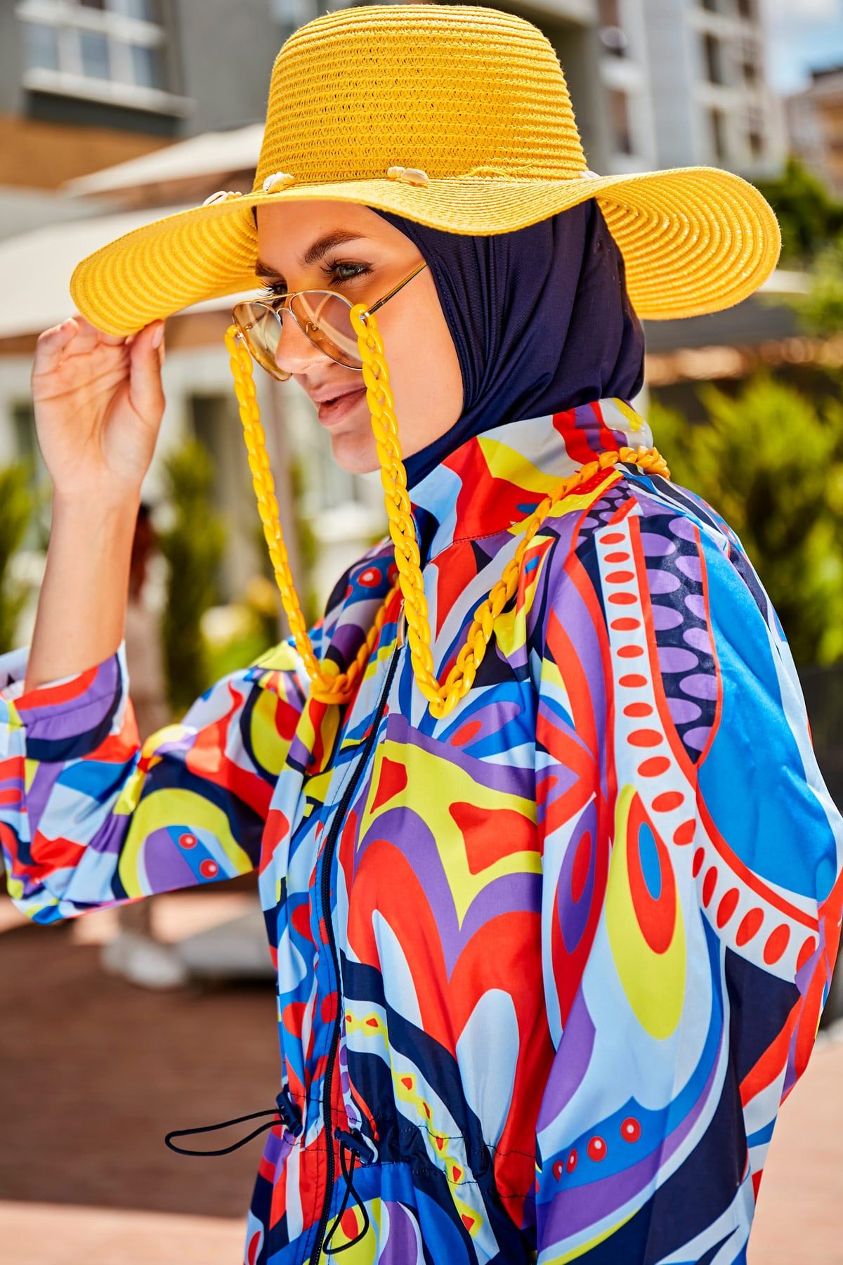 Deniz Kabuğu Sarı Geniş Hasır Şapka 142321 Ürün ikincil görseli