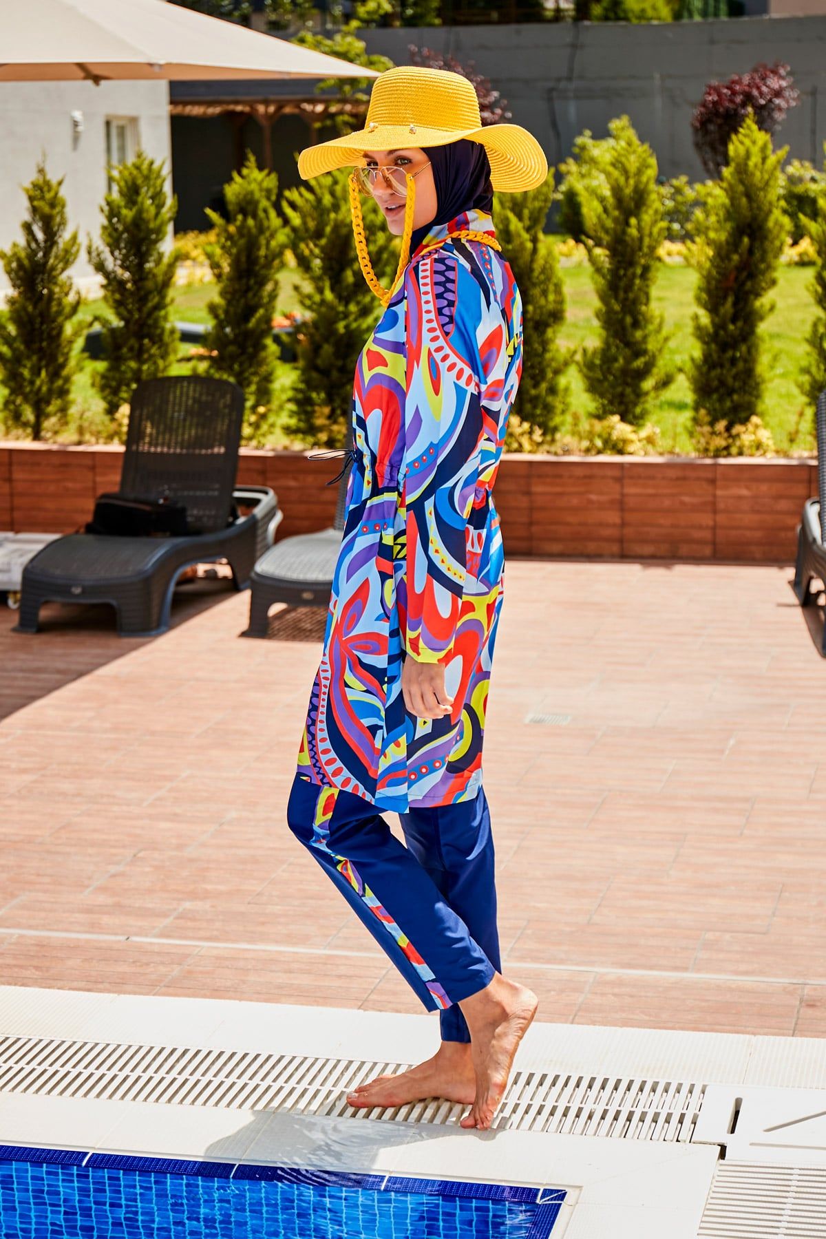 Desenli Tam Kapalı Tesettür Mayo R2317 Ürün ikincil görseli