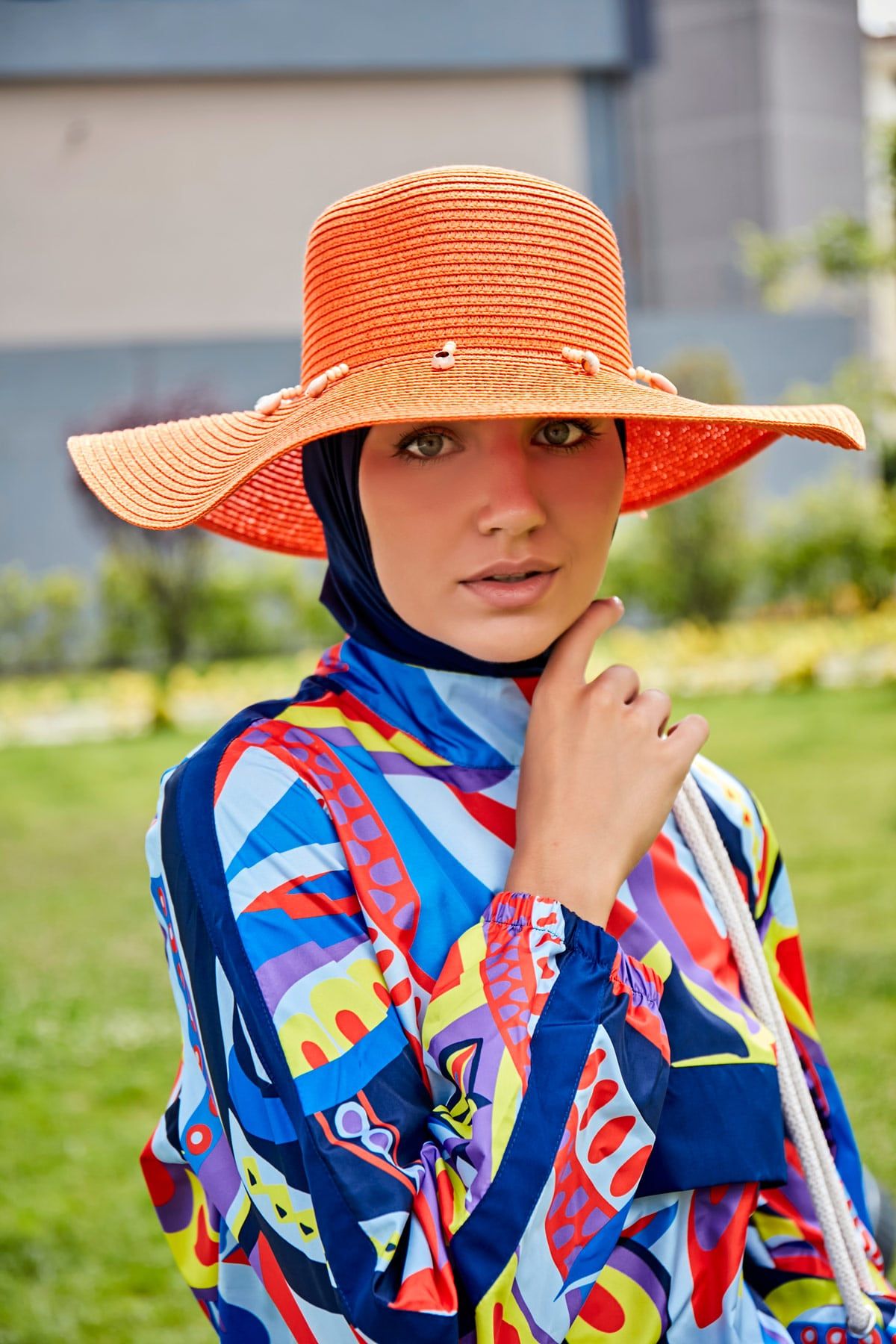 Deniz Kabuğu Turuncu Geniş Hasır Şapka 142321 Ürün ikincil görseli