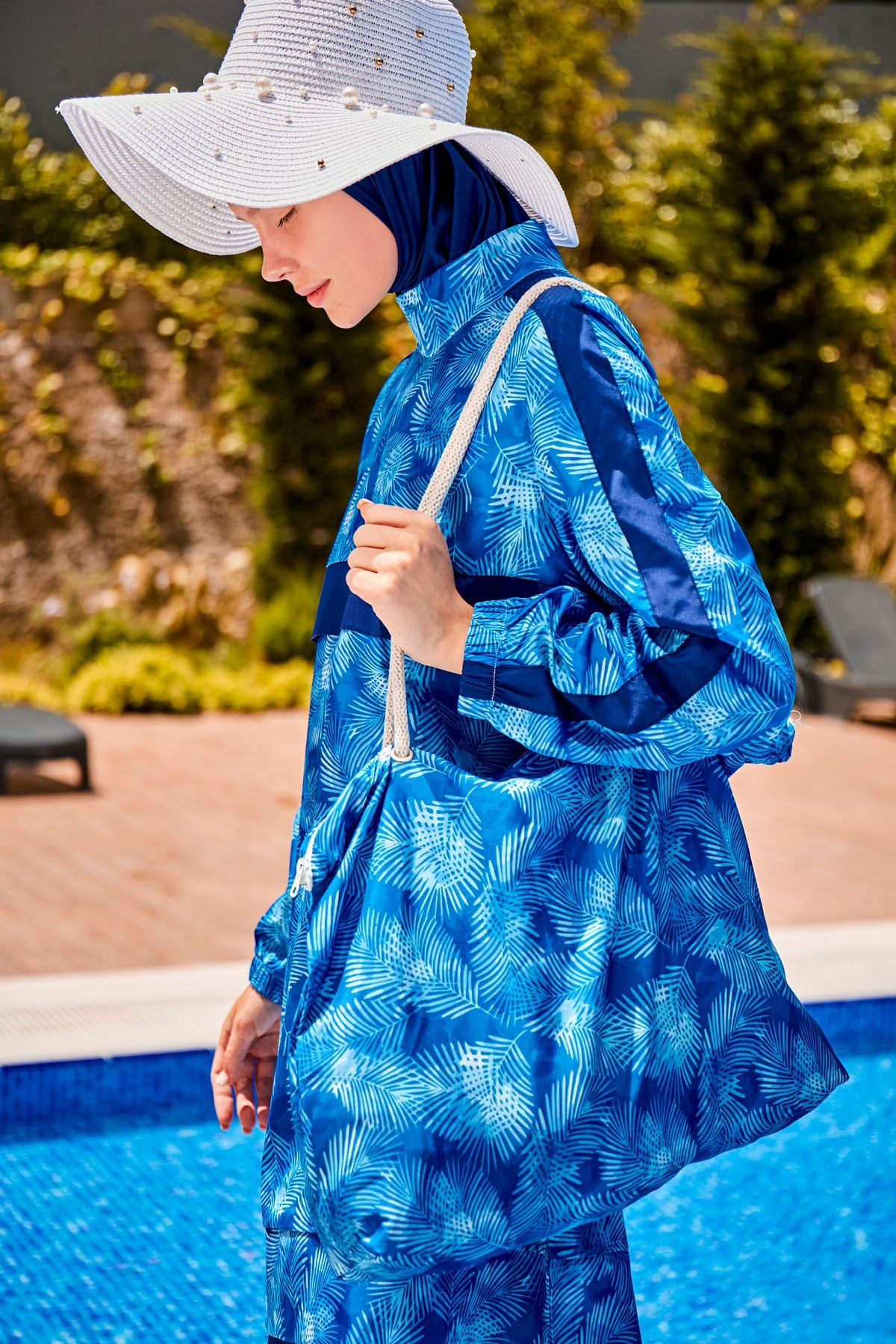 İncili Beyaz Geniş Hasır Şapka 1423210 Ürün ikincil görseli