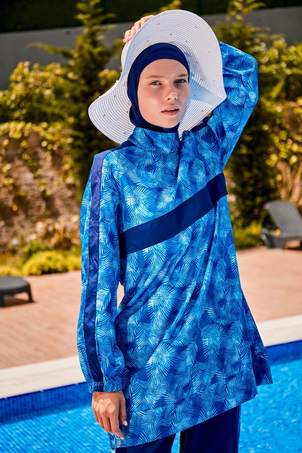 İncili Beyaz Geniş Hasır Şapka 1423210