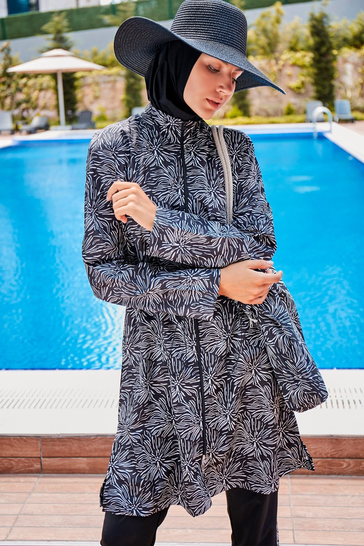 Desenli Tam Kapalı Tesettür Mayo R2305