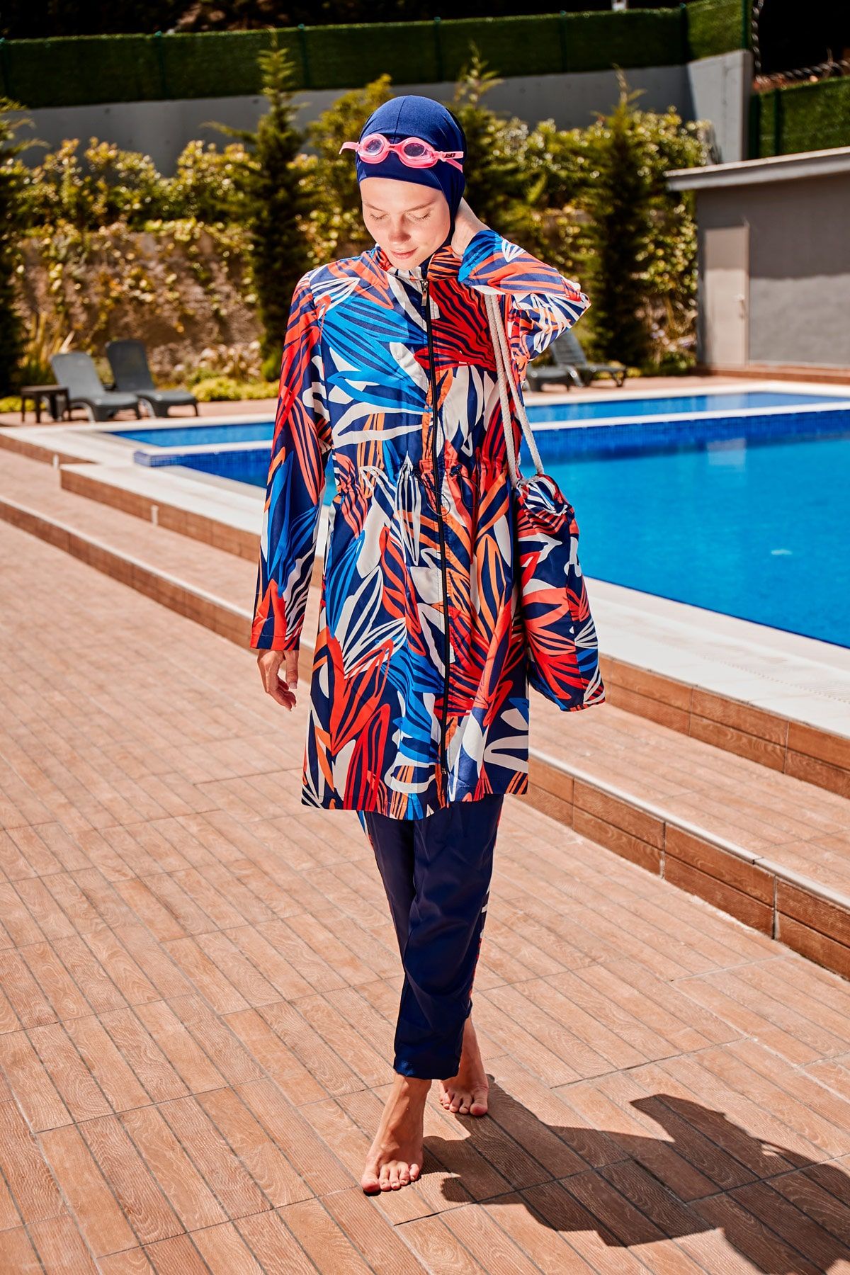 Desenli Tam Kapalı Tesettür Mayo R2307