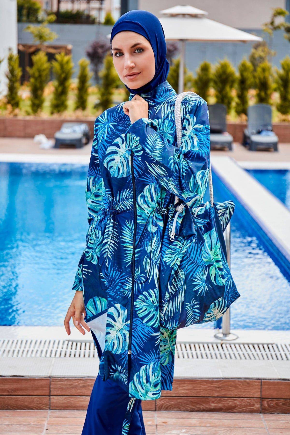 Desenli Tam Kapalı Tesettür Mayo R2311 Ürün ikincil görseli