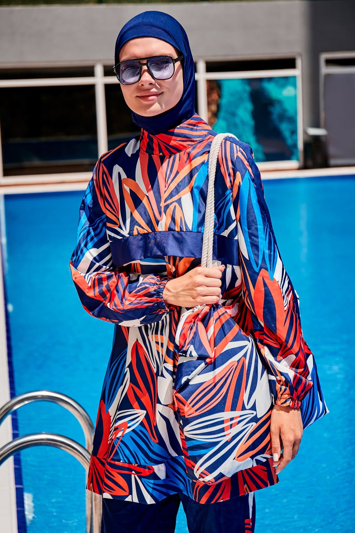 Desenli Tam Kapalı Tesettür Mayo R2308