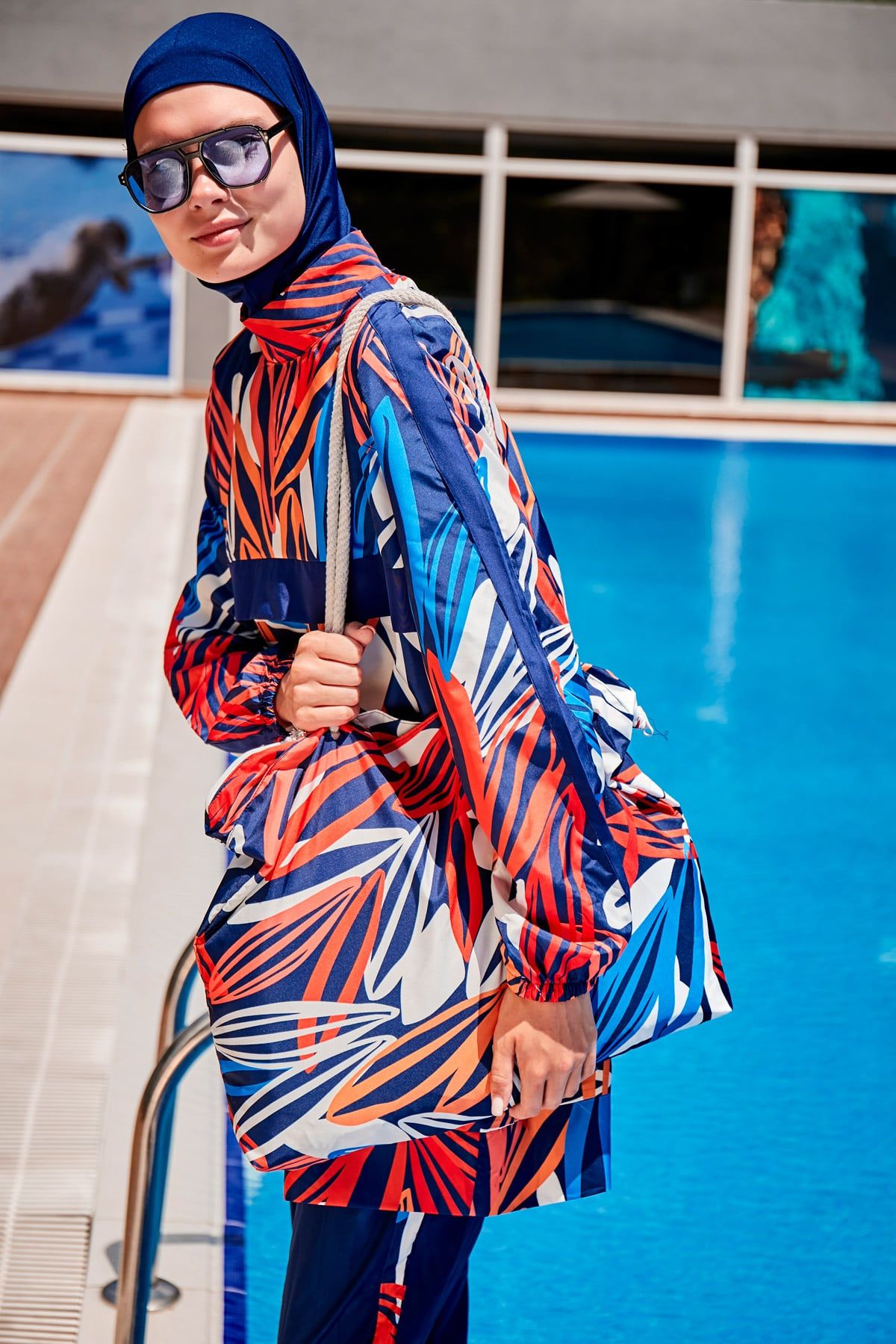 Desenli Tam Kapalı Tesettür Mayo R2308 Ürün ana görseli