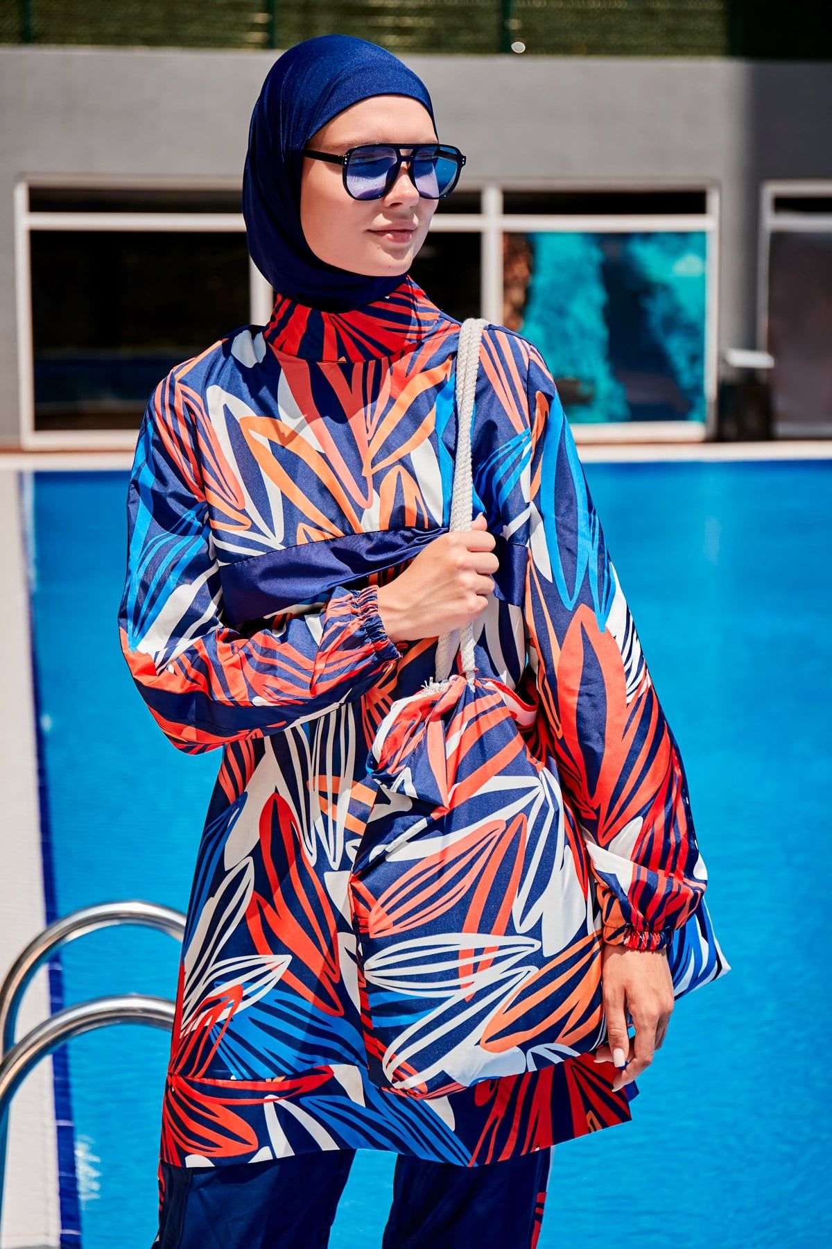 Desenli Tam Kapalı Tesettür Mayo R2308