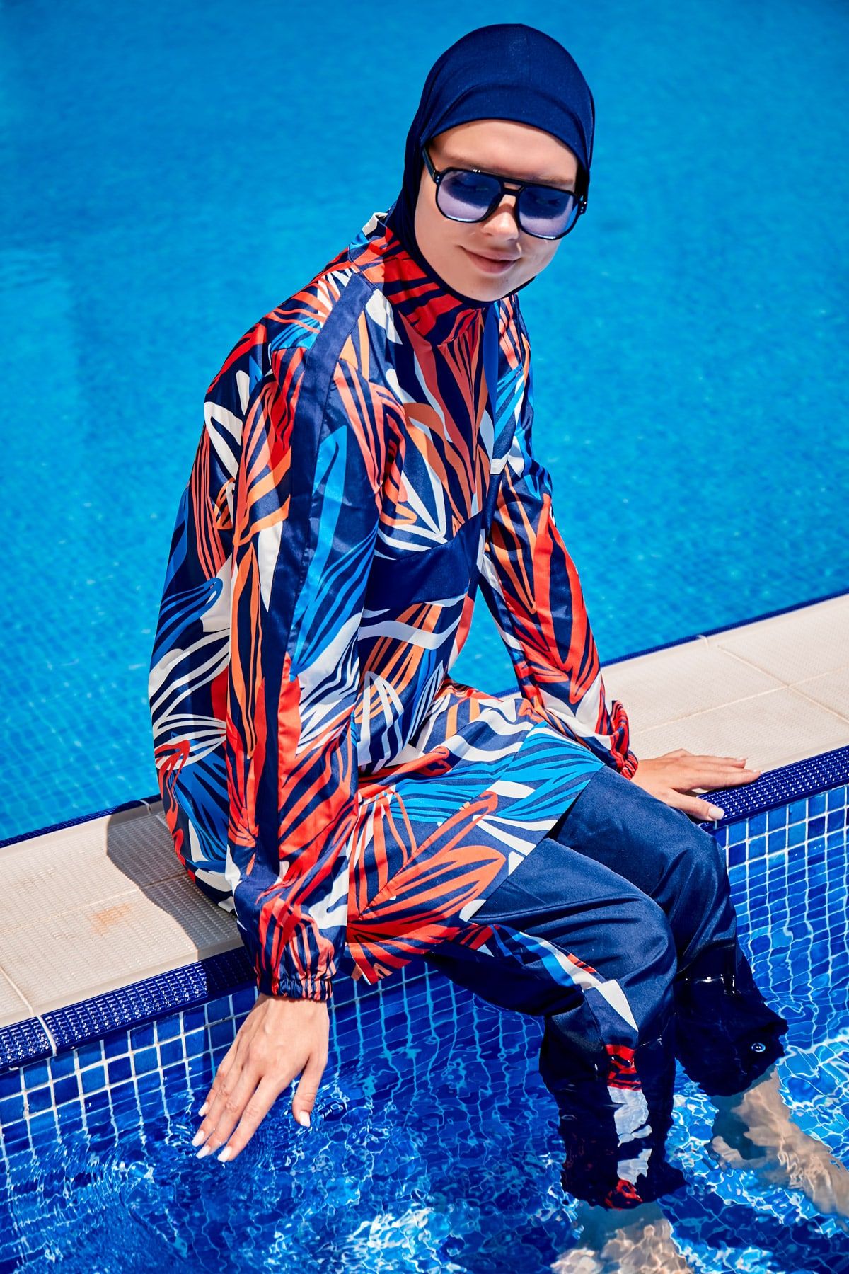 Desenli Tam Kapalı Tesettür Mayo R2308