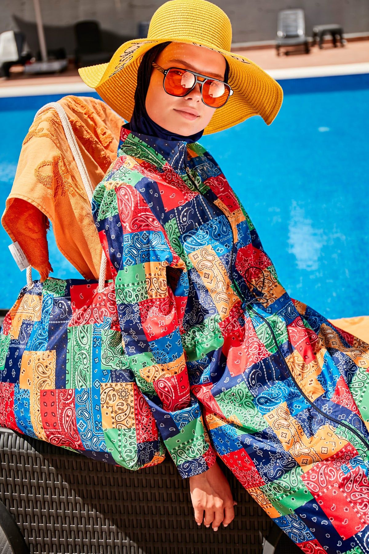 Yazılı Sarı Hasır Kloş Şapka 142329