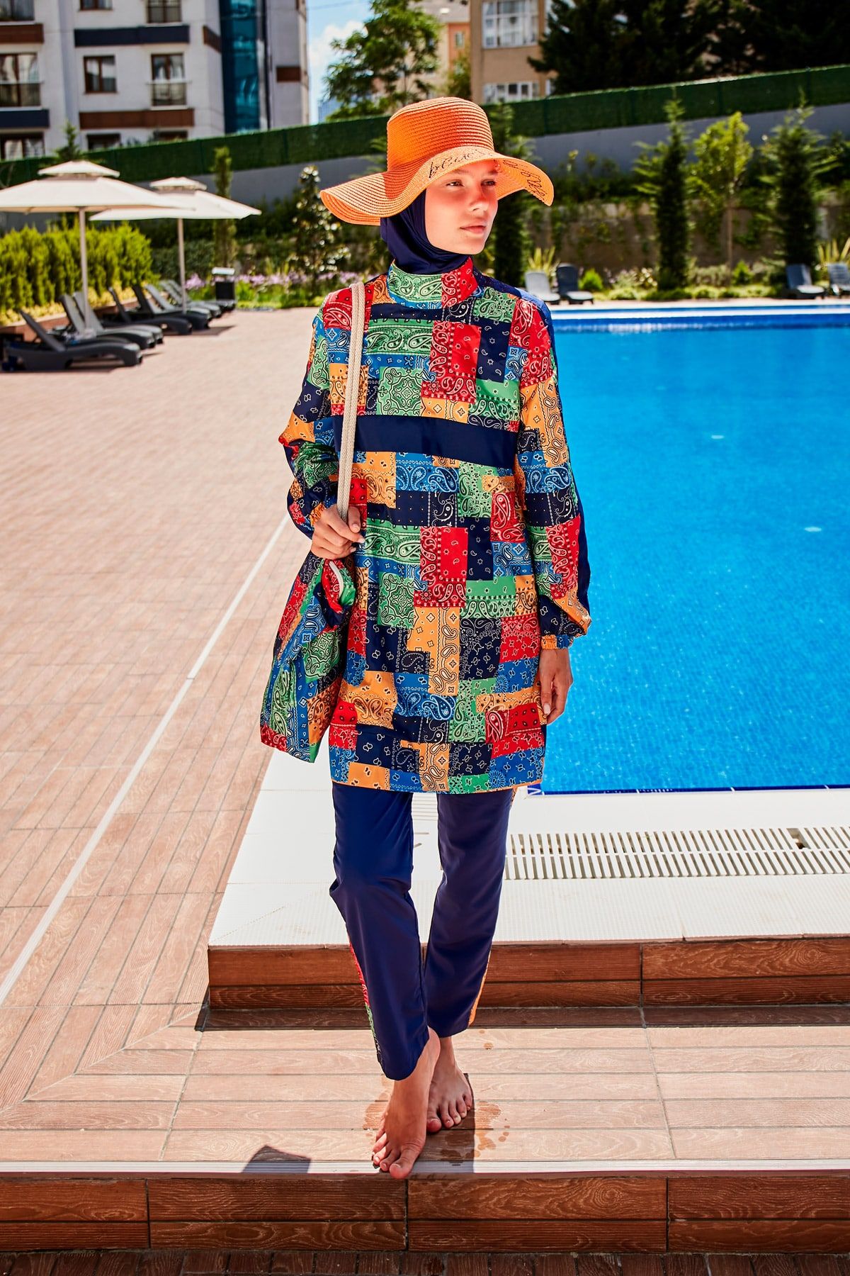 Desenli Tam Kapalı Tesettür Mayo R2320