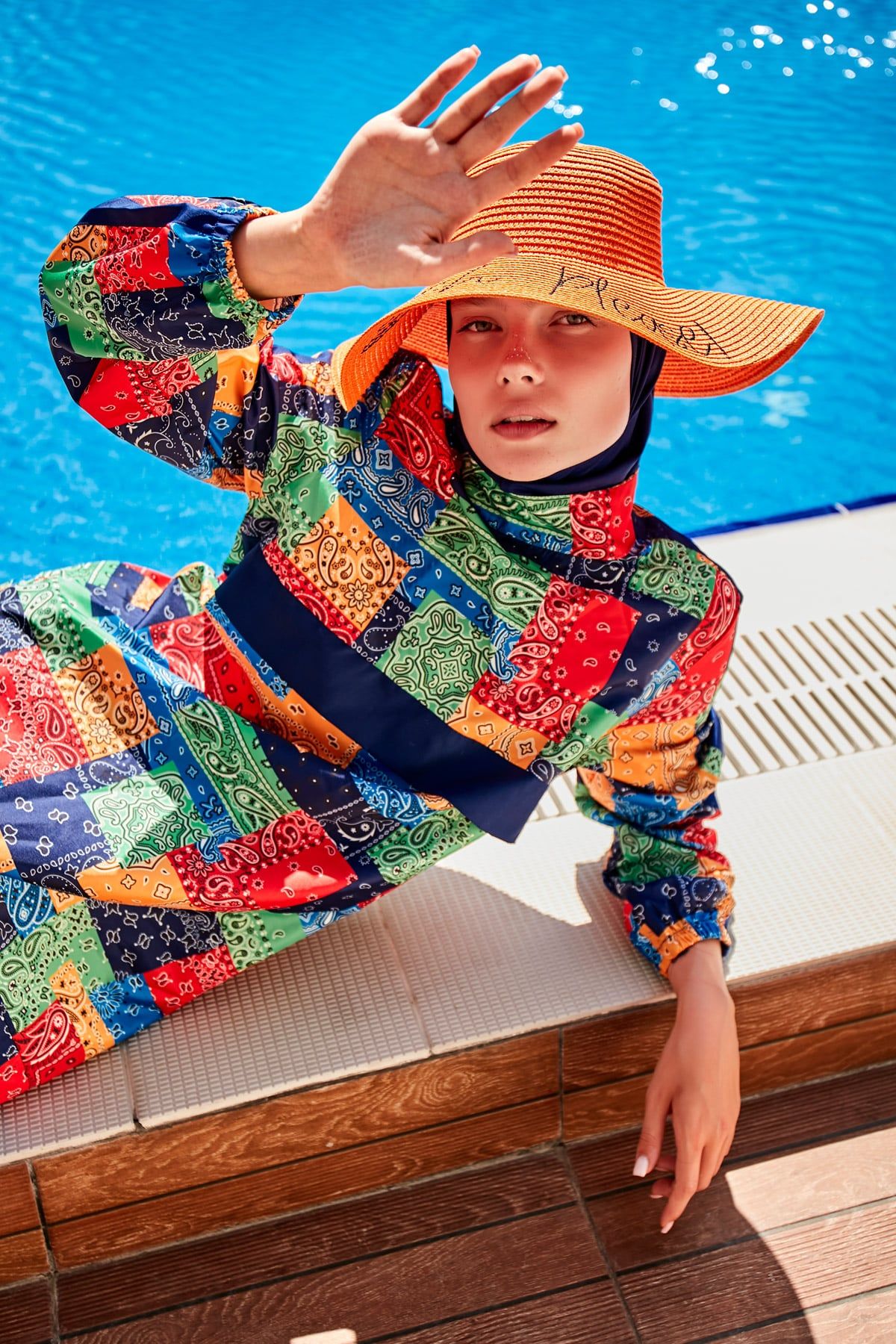 Desenli Tam Kapalı Tesettür Mayo R2320