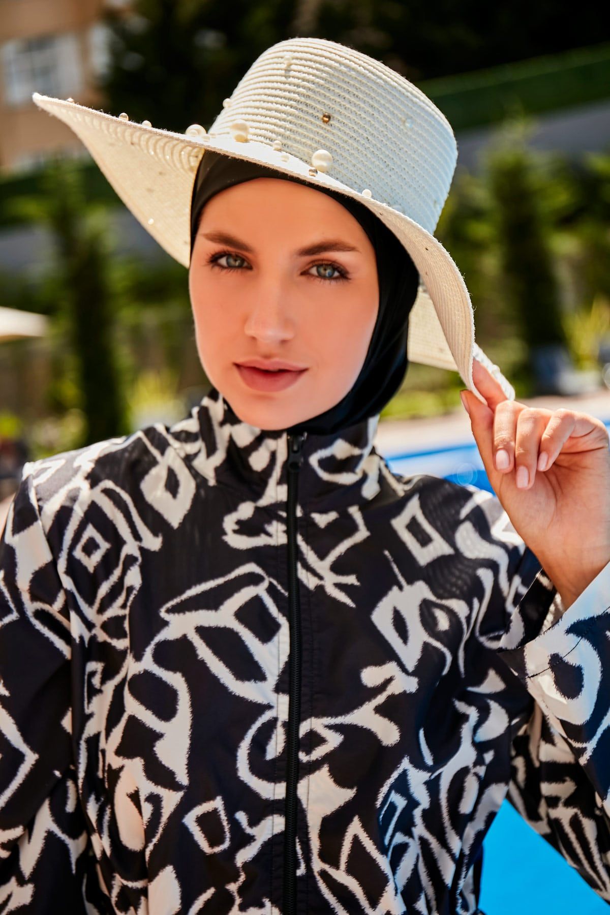 İncili Ekru Geniş Hasır Şapka 1423210 Ürün ikincil görseli