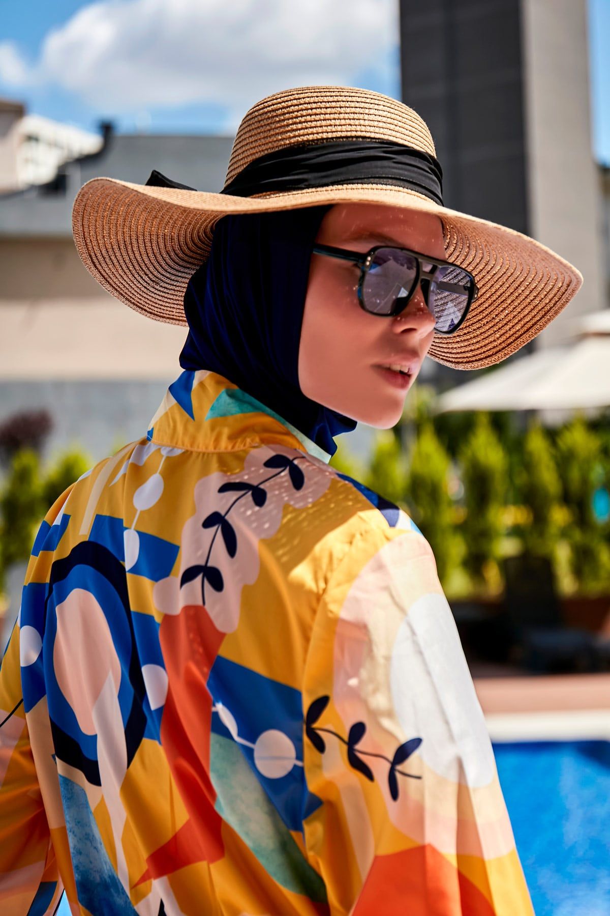 Fiyonklu Camel Geniş Hasır Şapka 1423218