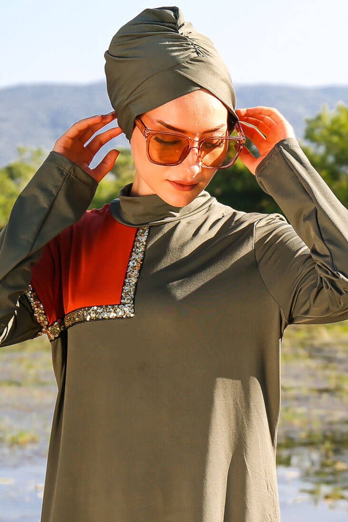 Haki Çapraz Detaylı Deniz Bonesi B2103 Ürün ana görseli