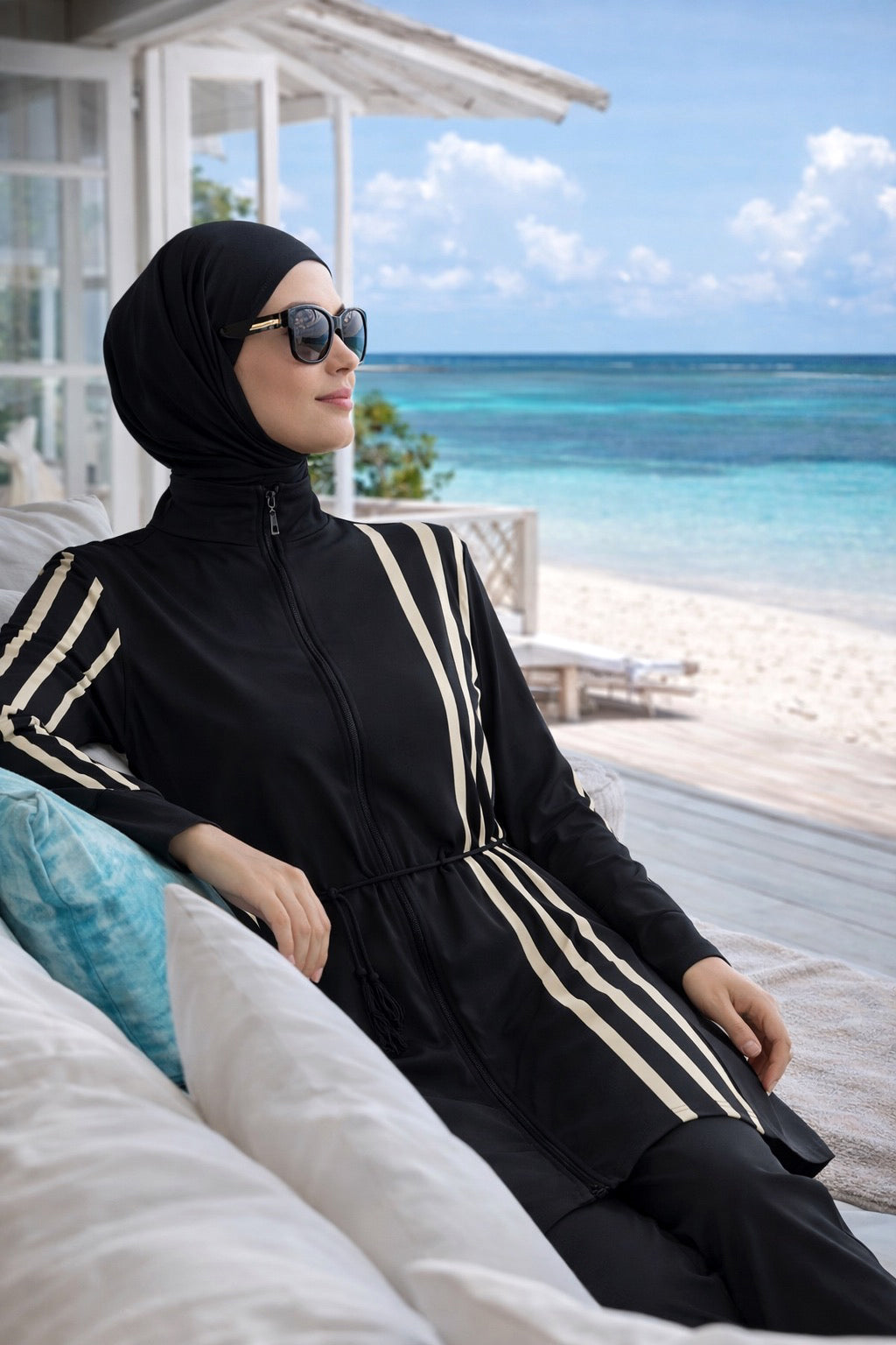Marina Siyah Tam Kapalı Tesettür Mayo - M2520