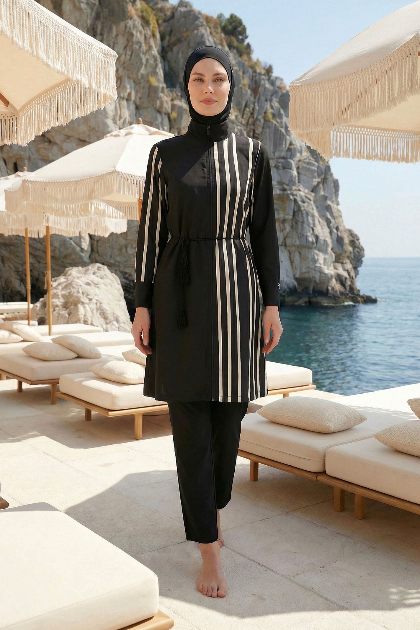 Marina Siyah Tam Kapalı Tesettür Mayo - M2520