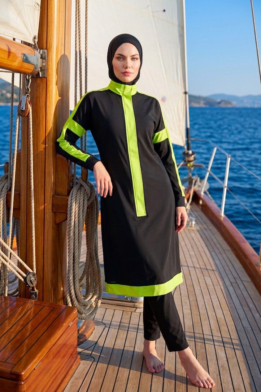 Marina Siyah Tam Kapalı Tesettür Mayo - M2528-1 Ürün ana görseli