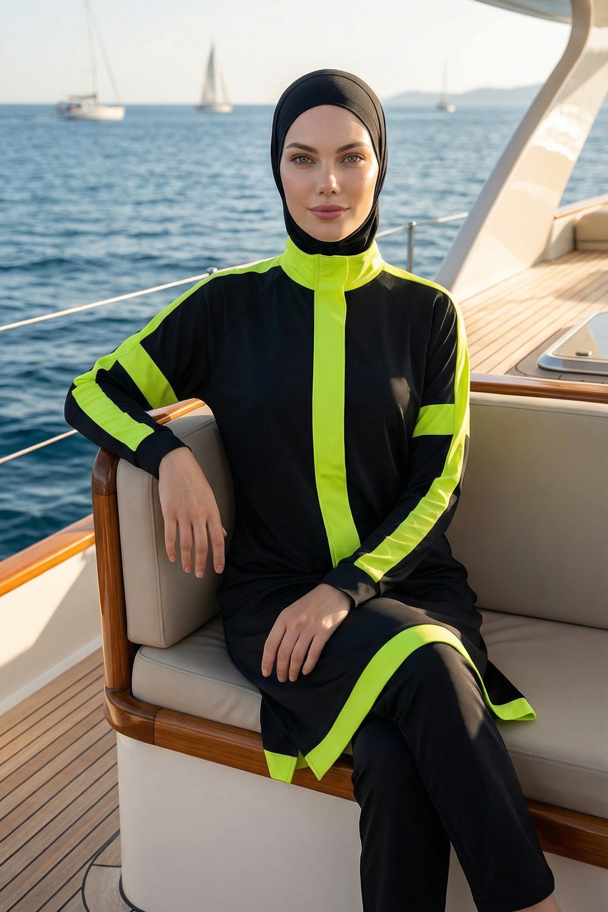 Marina Siyah Tam Kapalı Tesettür Mayo - M2528-1 Ürün ikincil görseli
