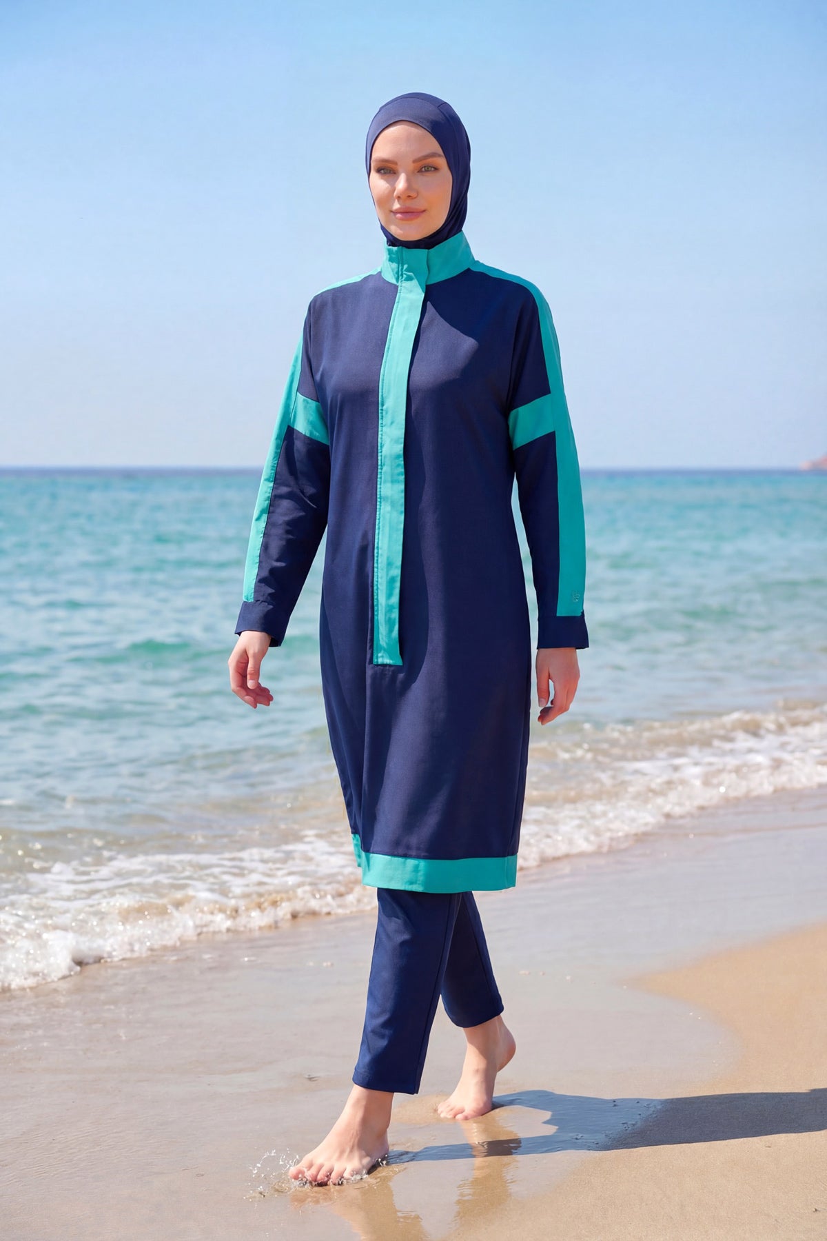 Marina Lacivert Tam Kapalı Tesettür Mayo - M2528-2