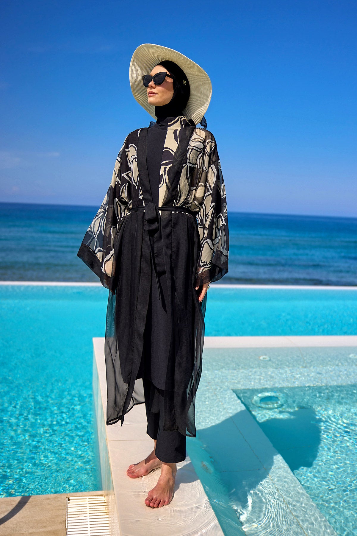 Marina Renkli Desenli İpeksi Kimono – P2509