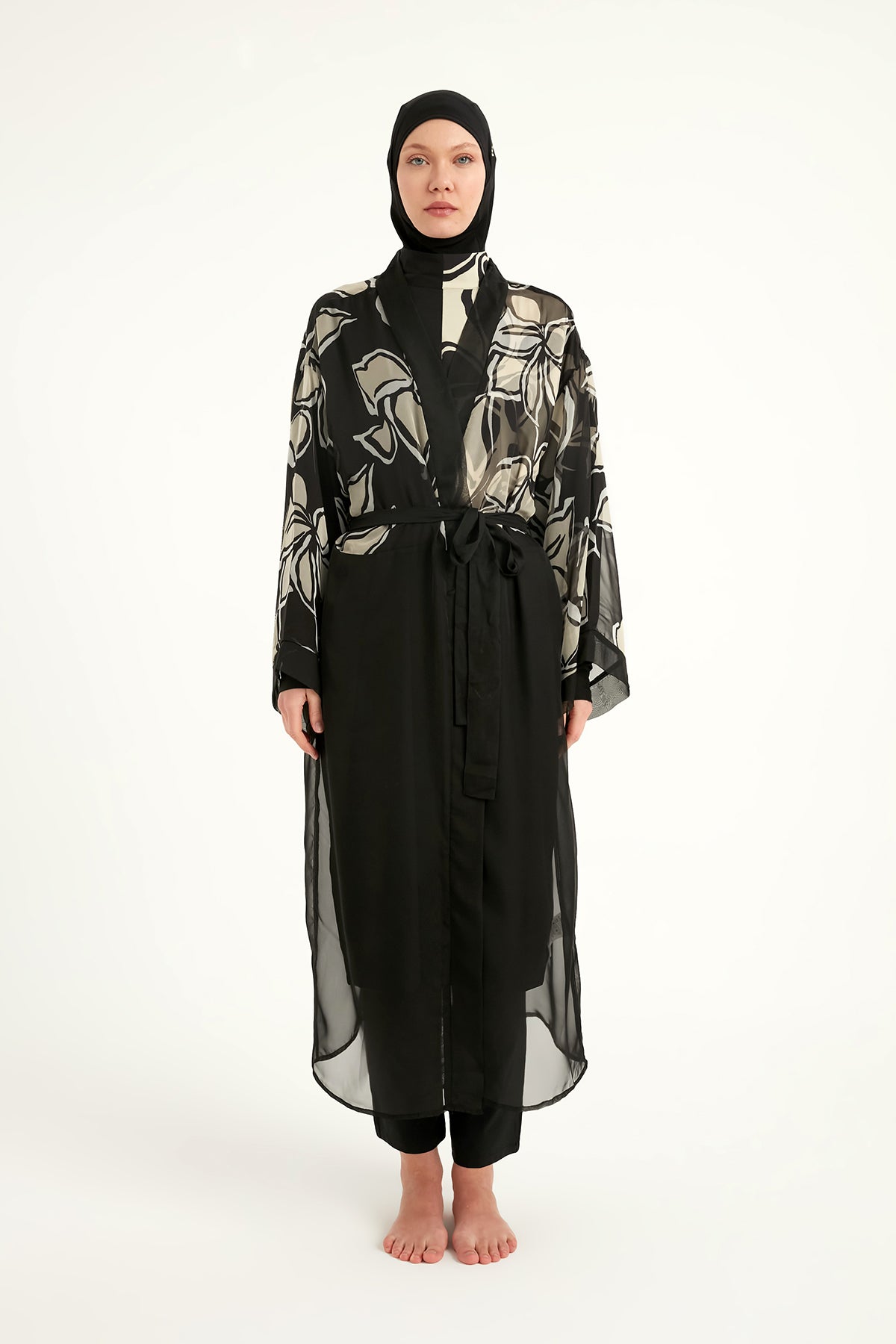 Marina Renkli Desenli İpeksi Kimono – P2509