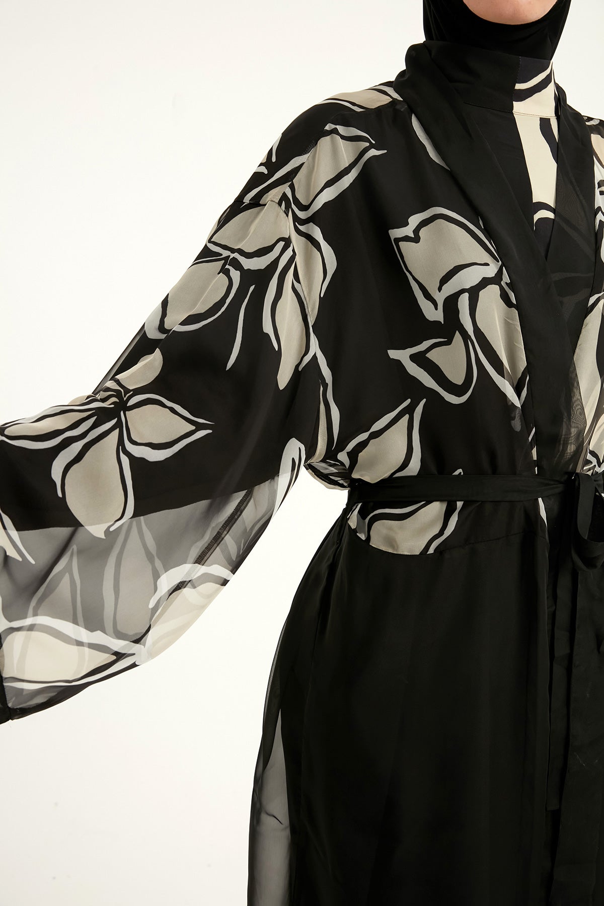 Marina Renkli Desenli İpeksi Kimono – P2509