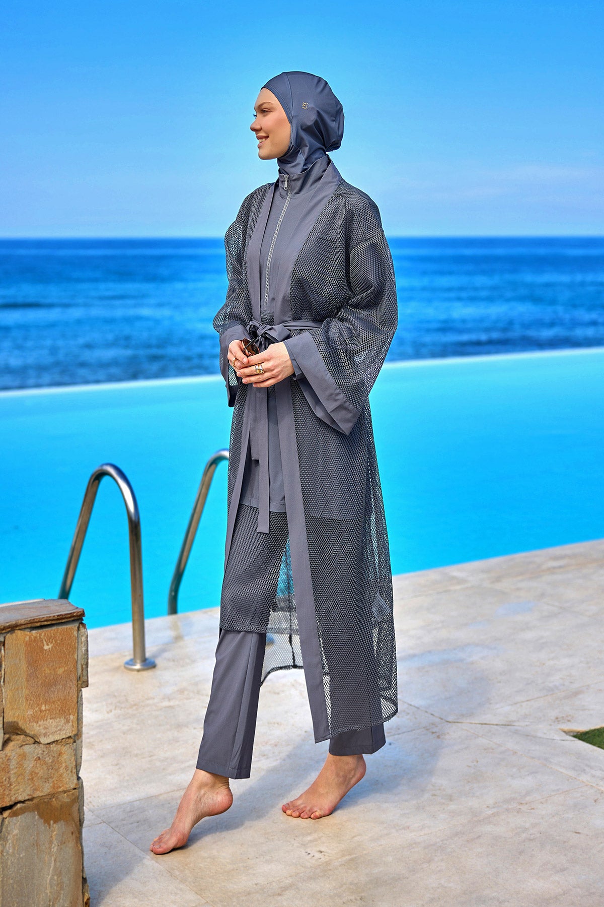 Marina Füme Tül Kimono - P2501-5