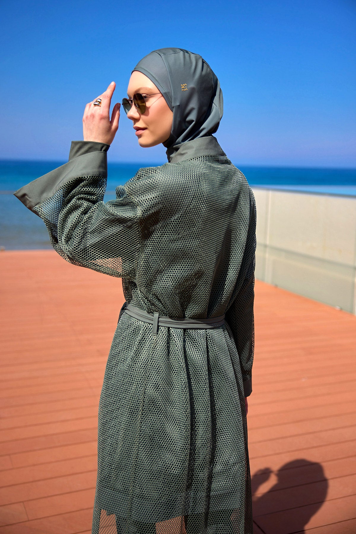 Marina Haki Tül Kimono - P2501-3