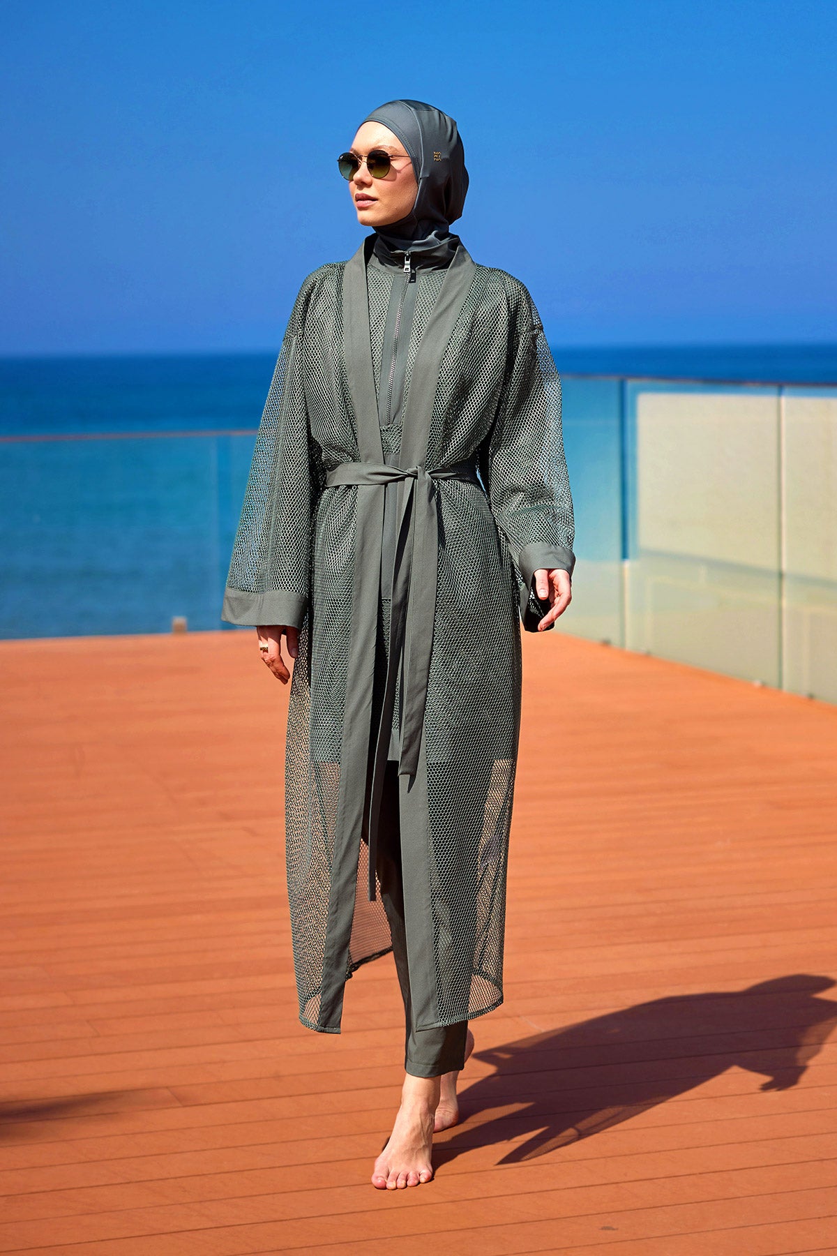 Marina Haki Tül Kimono - P2501-3