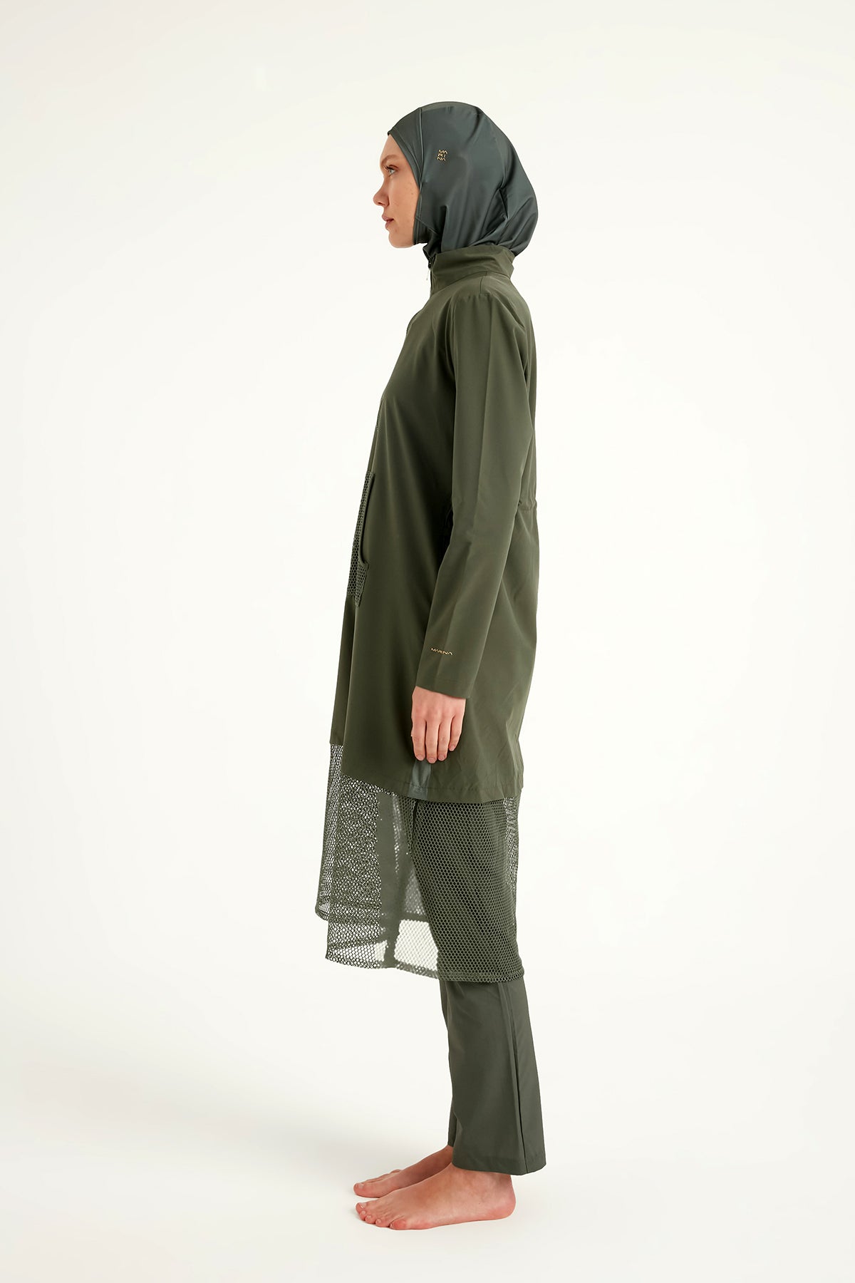 Marina Haki Tam Kapalı Tesettür Mayo - M2508-3