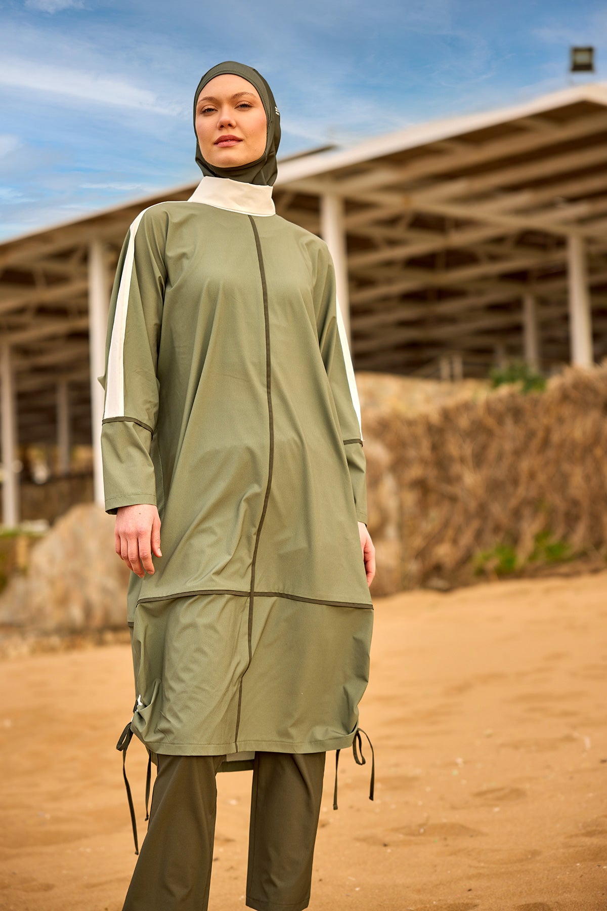 Marina Haki Tam Kapalı Tesettür Mayo – M2521-1 Ürün ana görseli