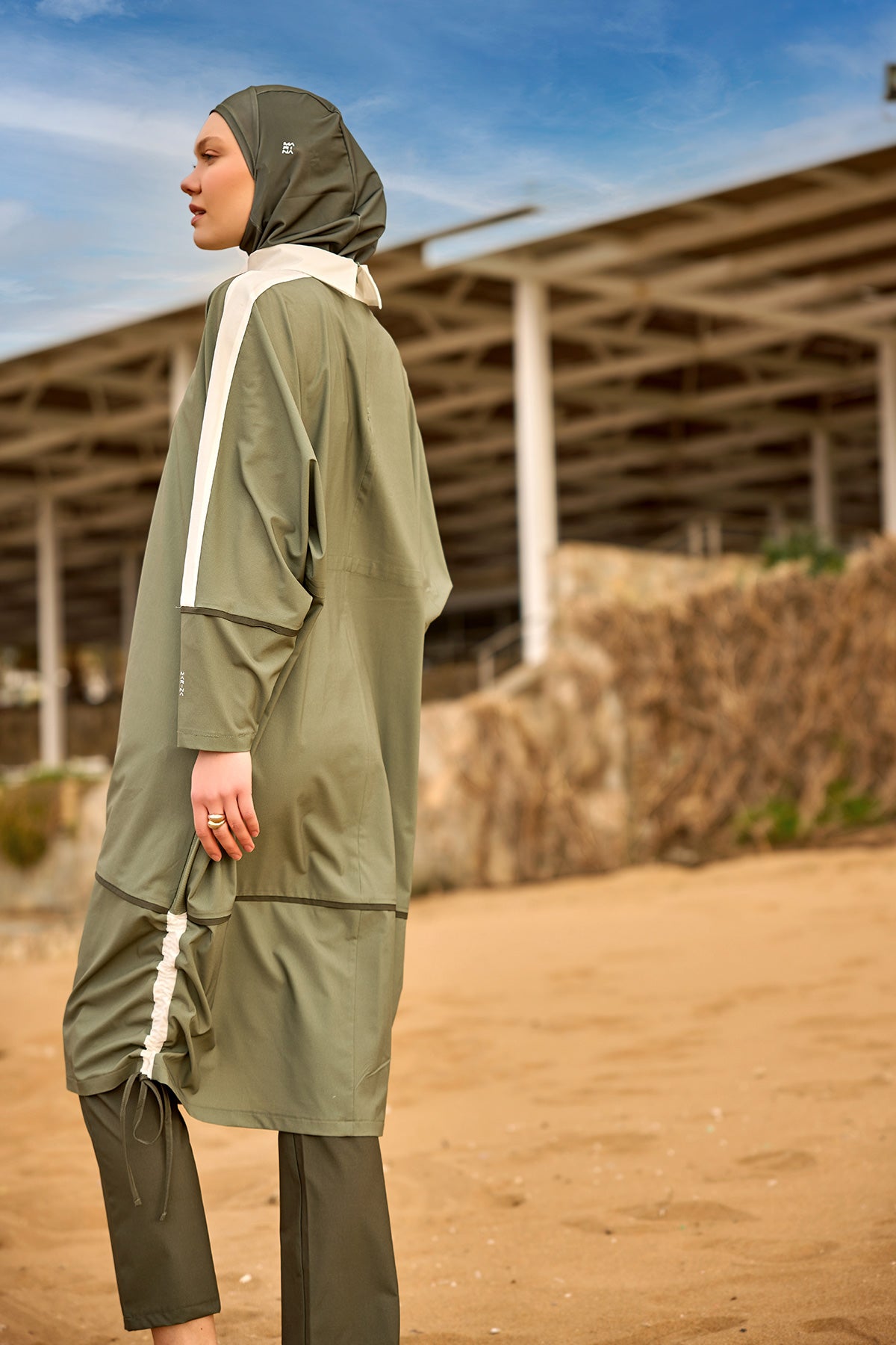 Marina Haki Tam Kapalı Tesettür Mayo – M2521-1