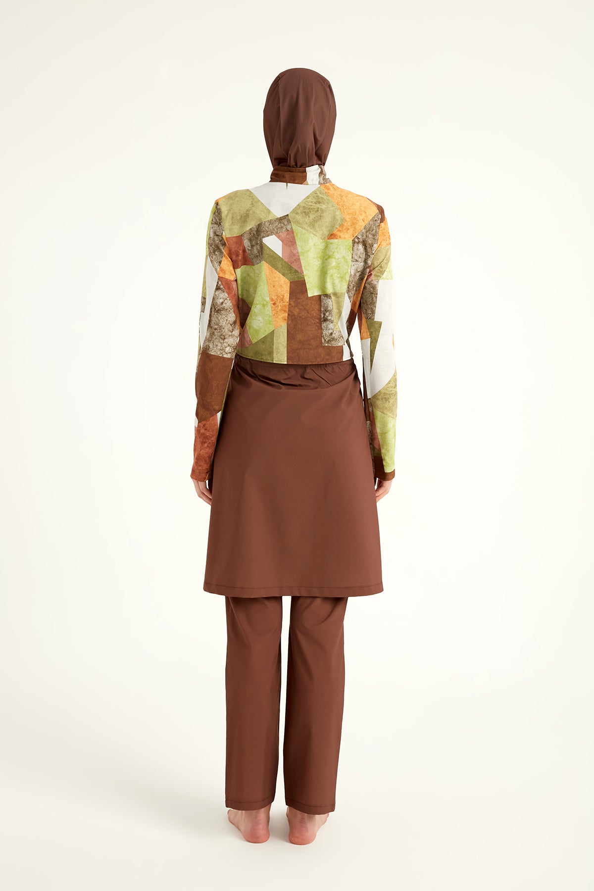 Marina Kahverengi Tam Kapalı Tesettür Mayo - M2530-1