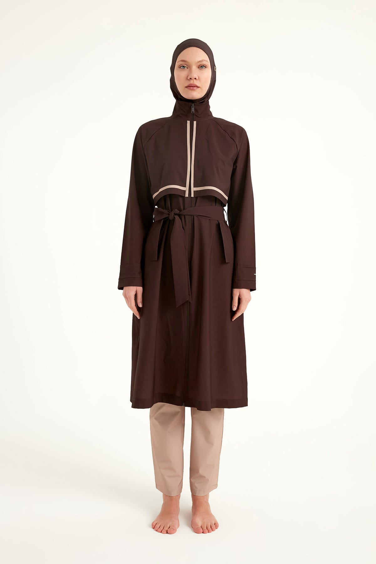 Marina Kahverengi Tam Kapalı Tesettür Mayo - M2533