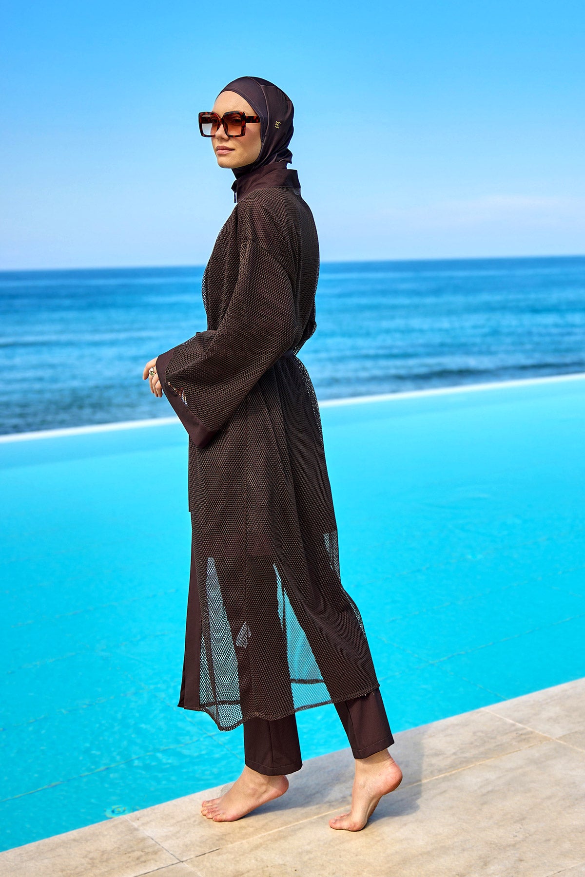 Marina Kahverengi Tül Kimono – P2501-4