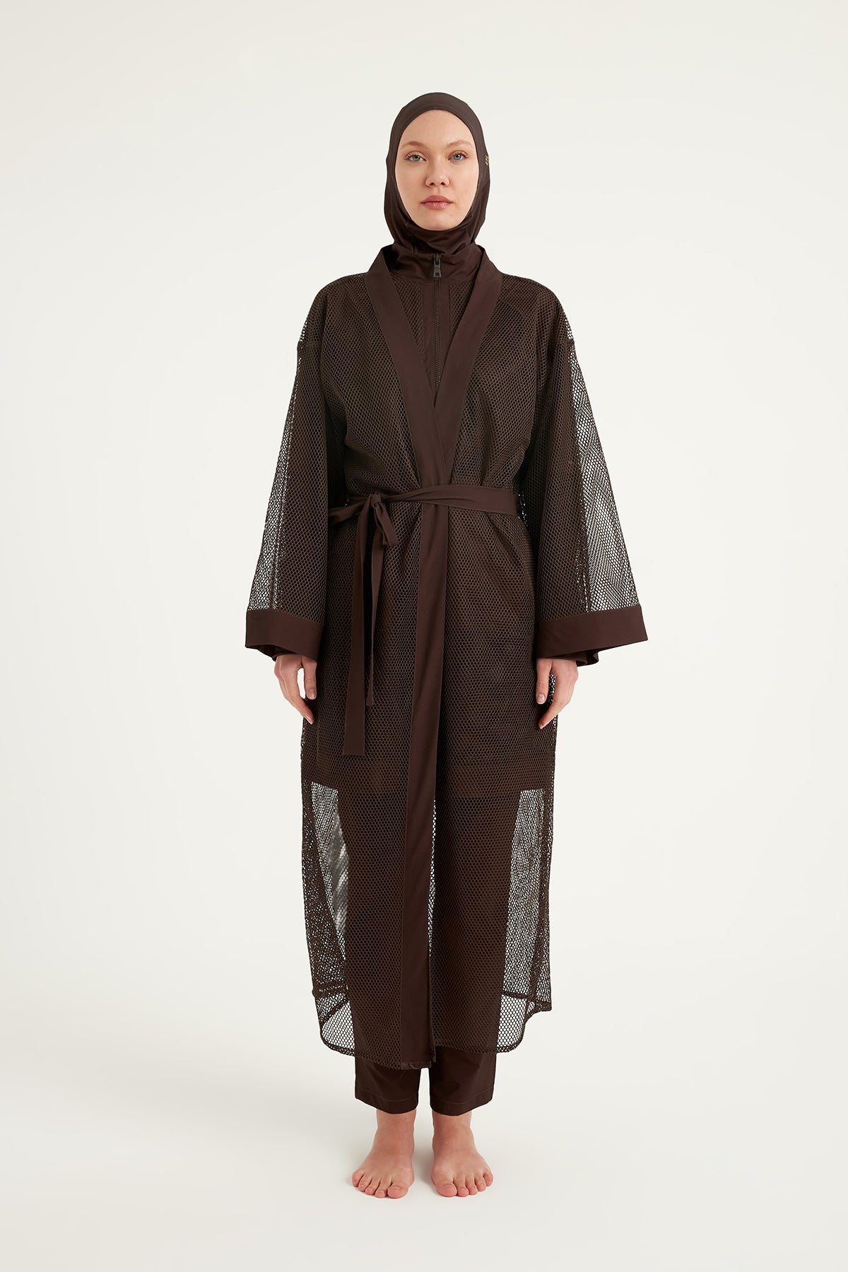 Marina Kahverengi Tül Kimono – P2501-4