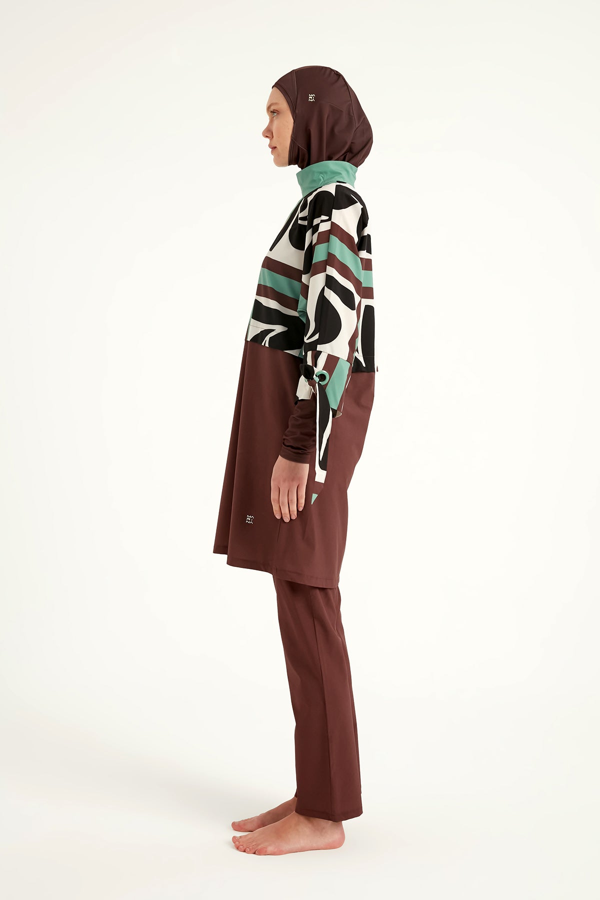 Marina Kahverengi Tam Kapalı Tesettür Mayo - M2519